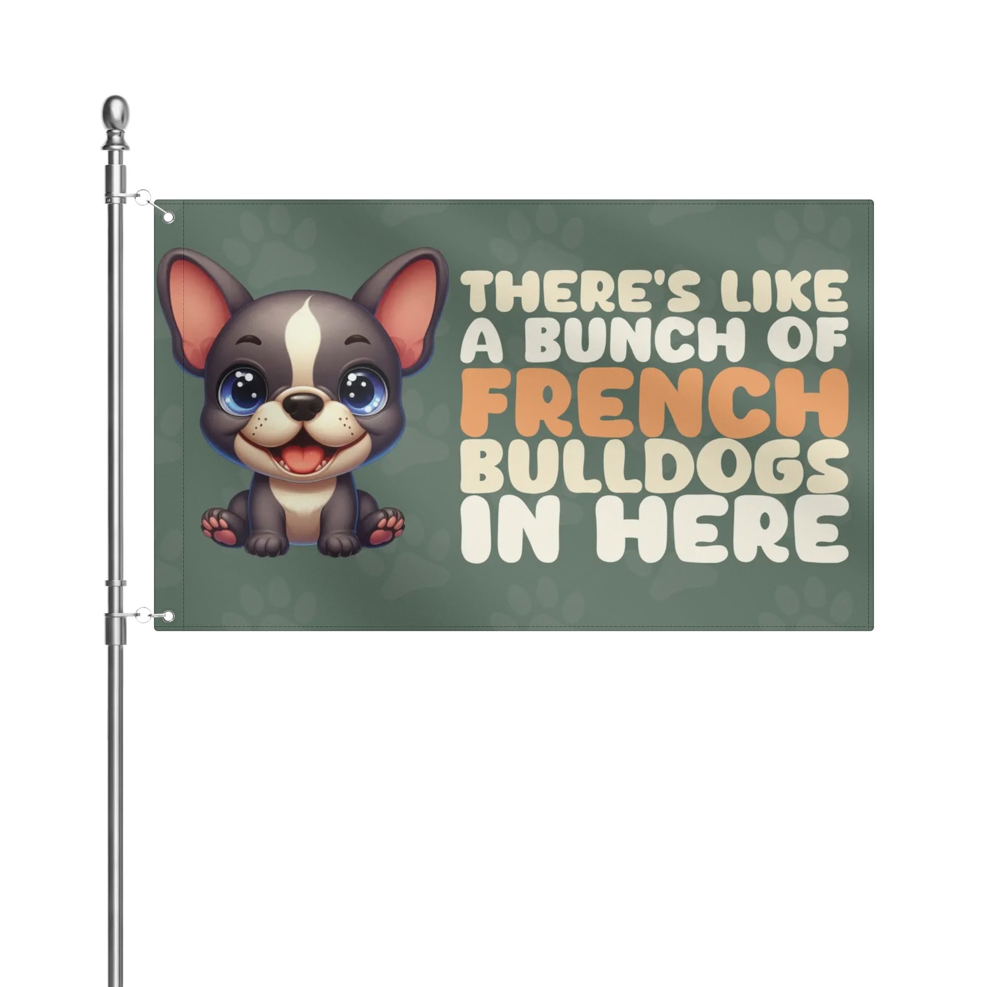 Olive French Bulldog Patio Flag for Frenchie Enthusiasts-fadou