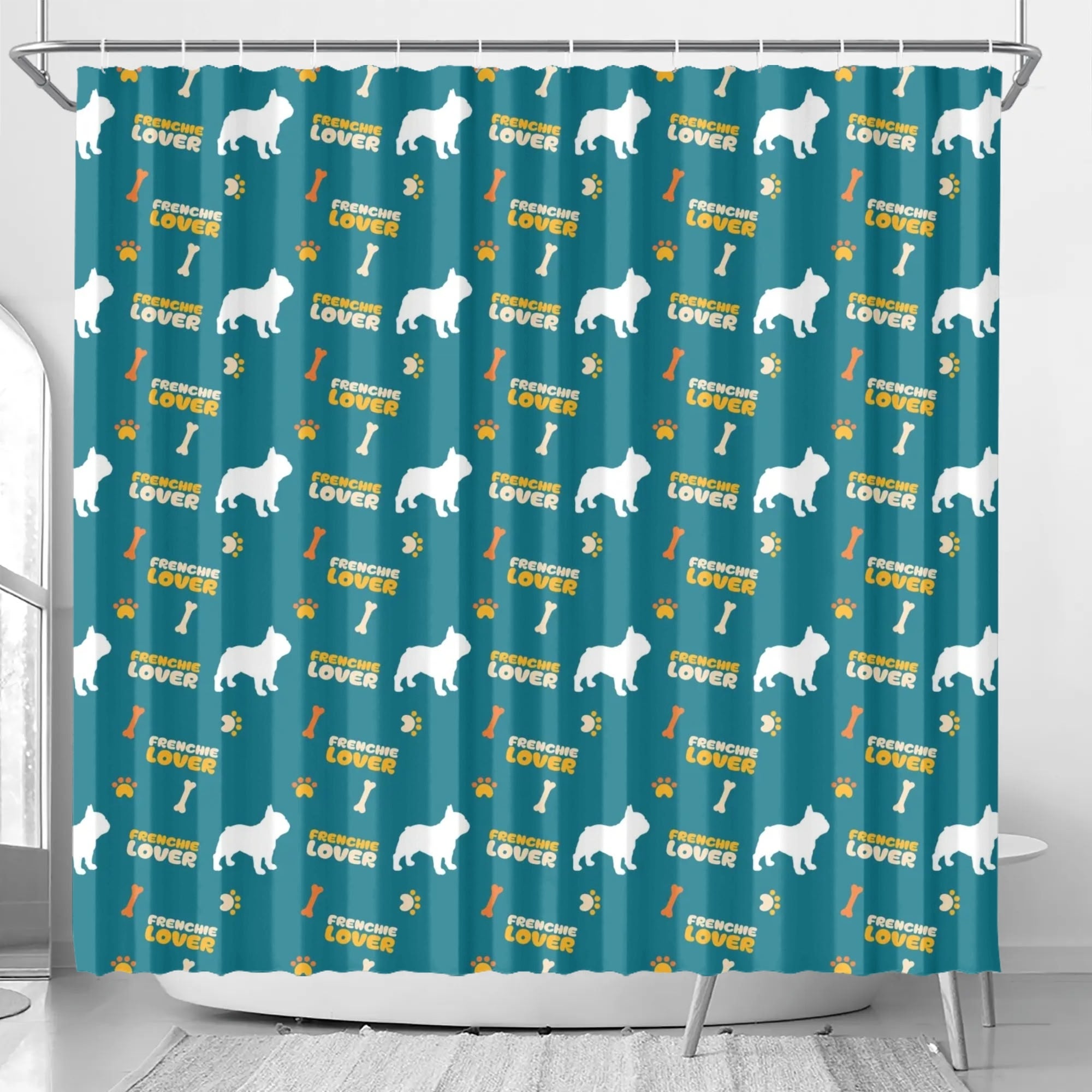 Louis French Bulldog Shower Curtain for Frenchie Enthusiasts-fadou
