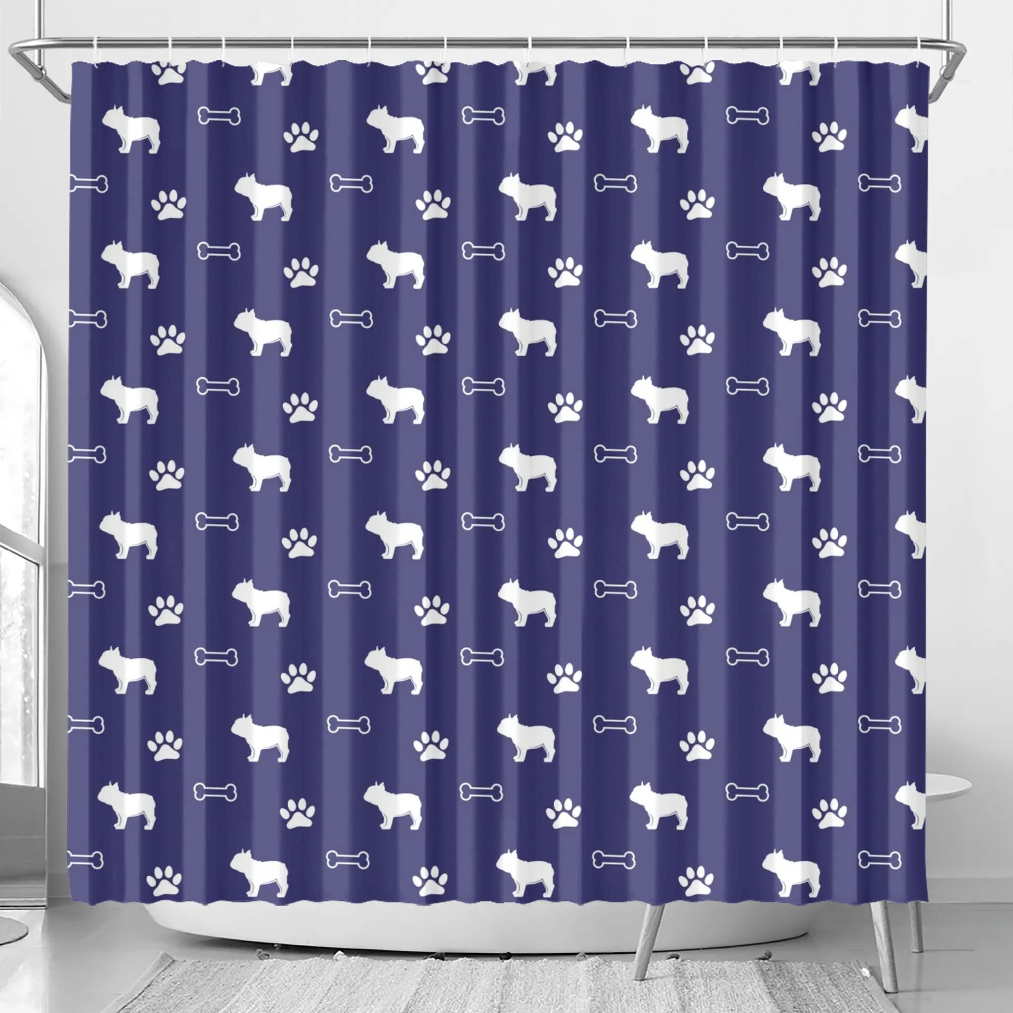 Bonnie French Bulldog Shower Curtain for Bulldog Owners-fadou
