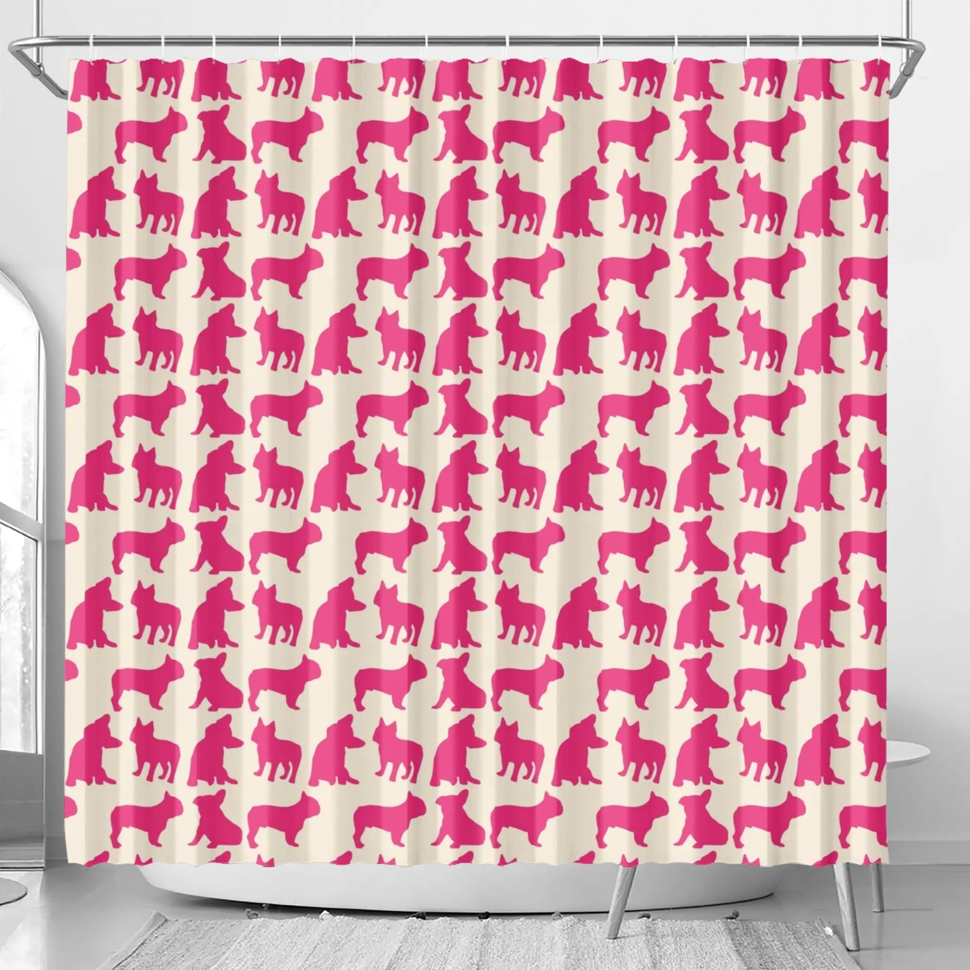 Maggie French Bulldog Bathroom Curtain for Dog Moms & Dads-fadou