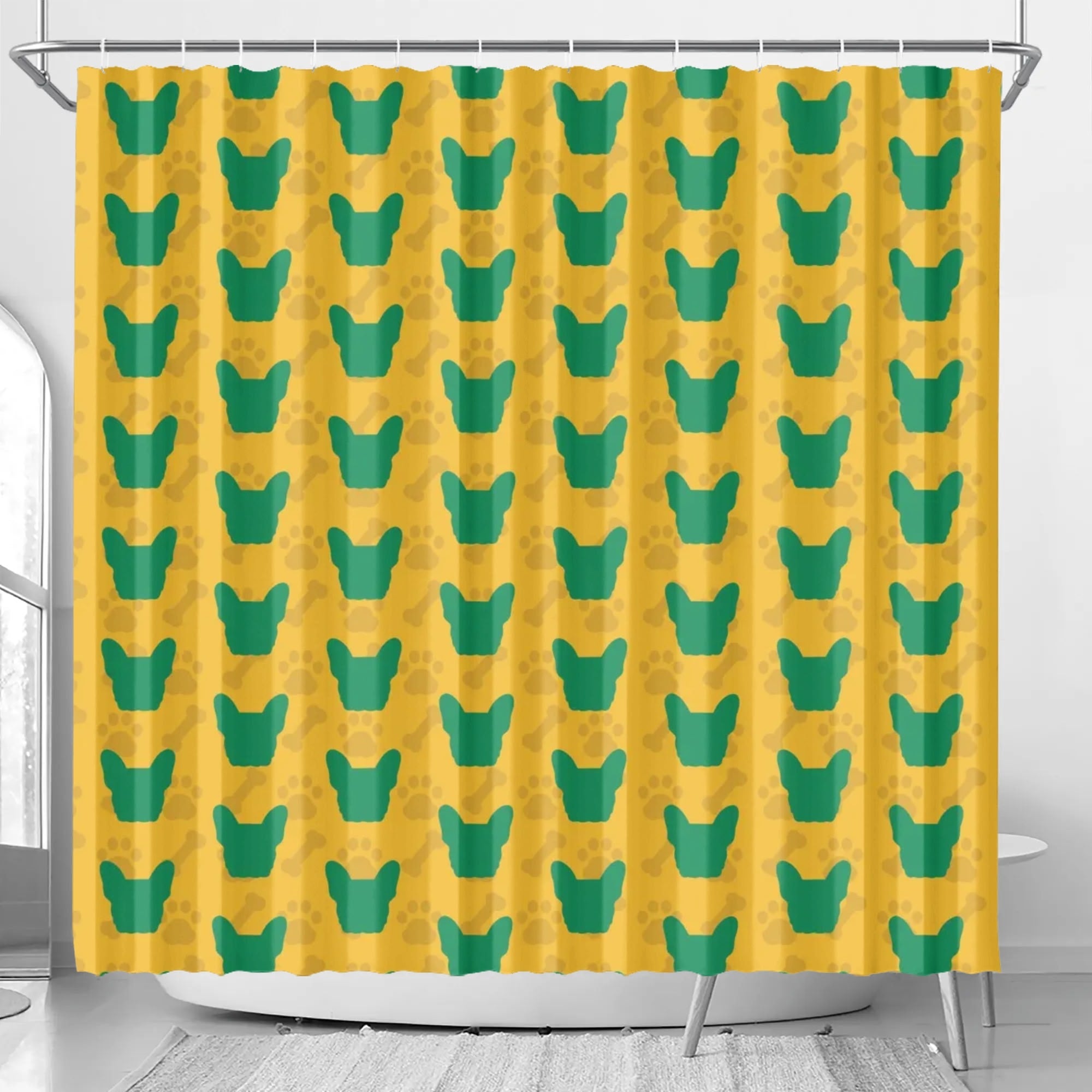 Honey French Bulldog Bathroom Curtain for Frenchie Fans-fadou