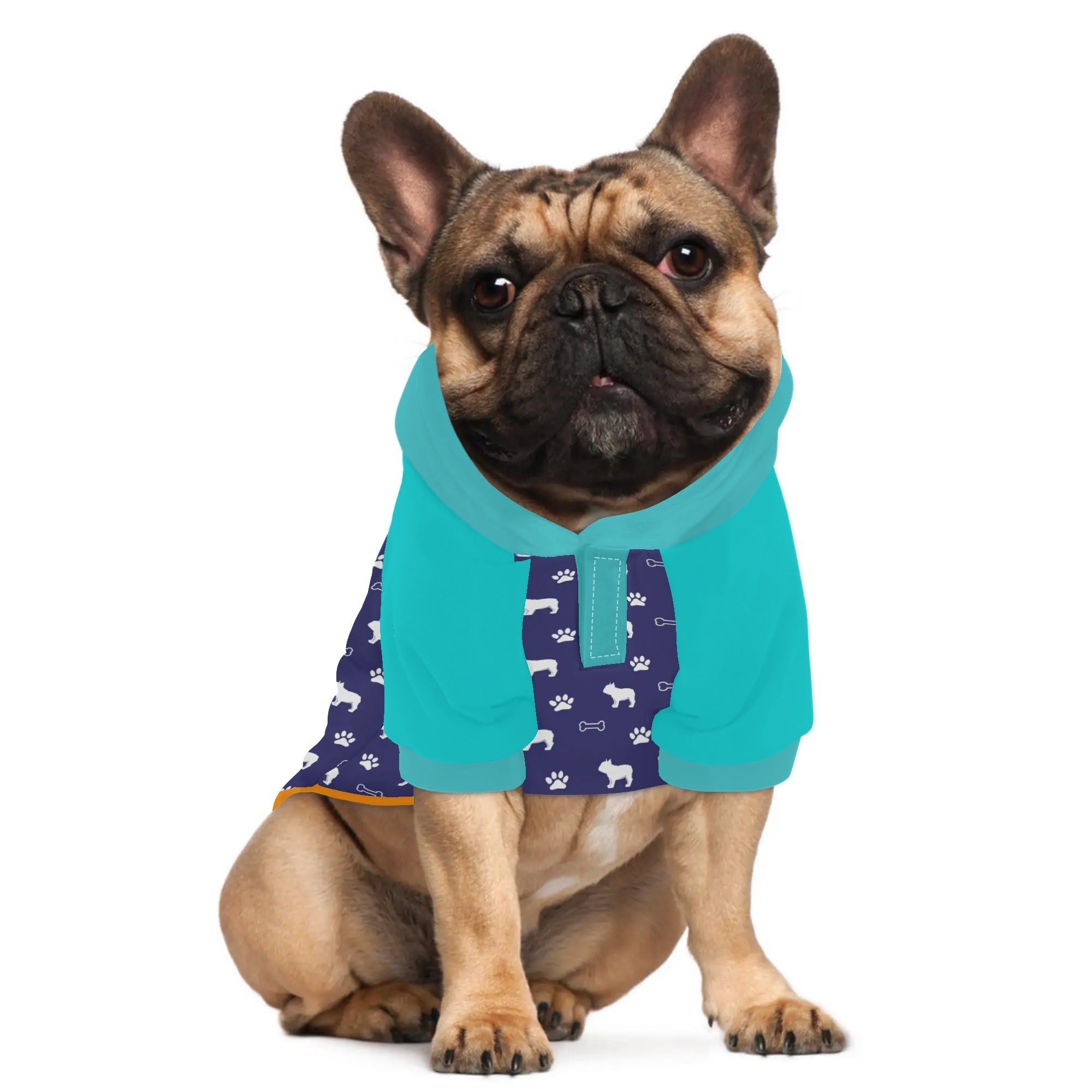 Leo French Bulldog Fleece Hoodie for Outdoor Adventures-fadou