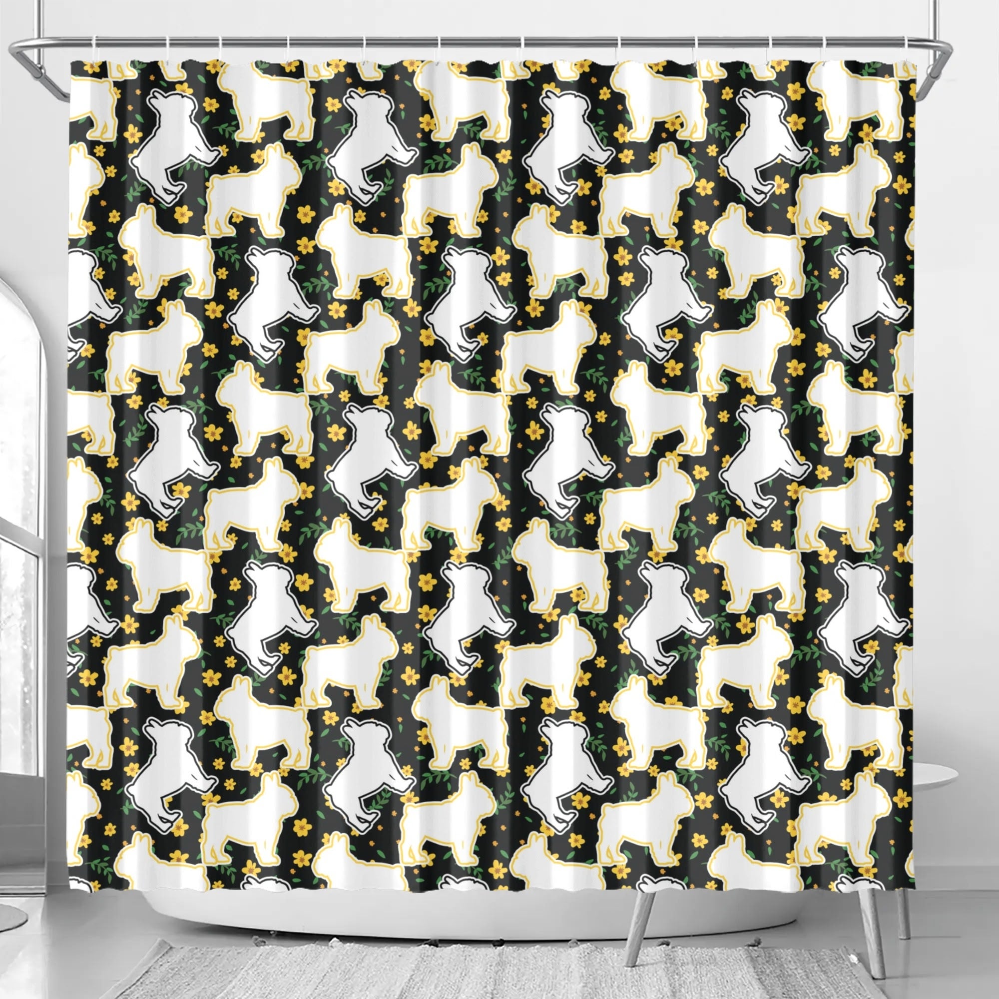 Pork Frenchie Bathroom Curtain for Frenchie Enthusiasts-fadou
