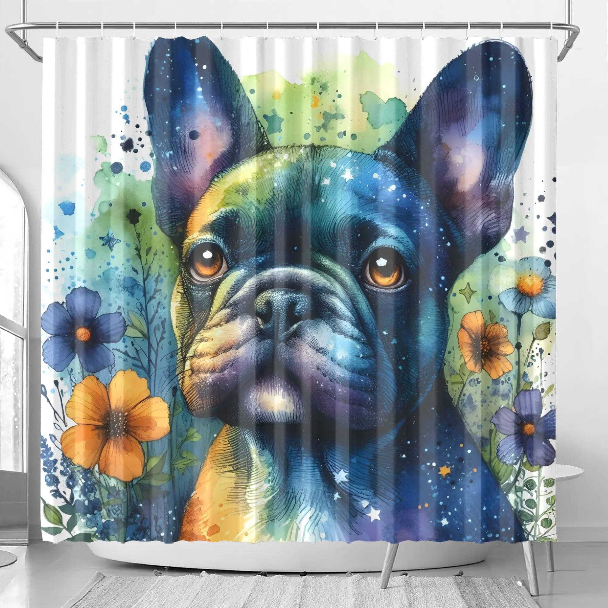 French Bulldog Bathroom Curtain for Frenchie Enthusiasts-fadou