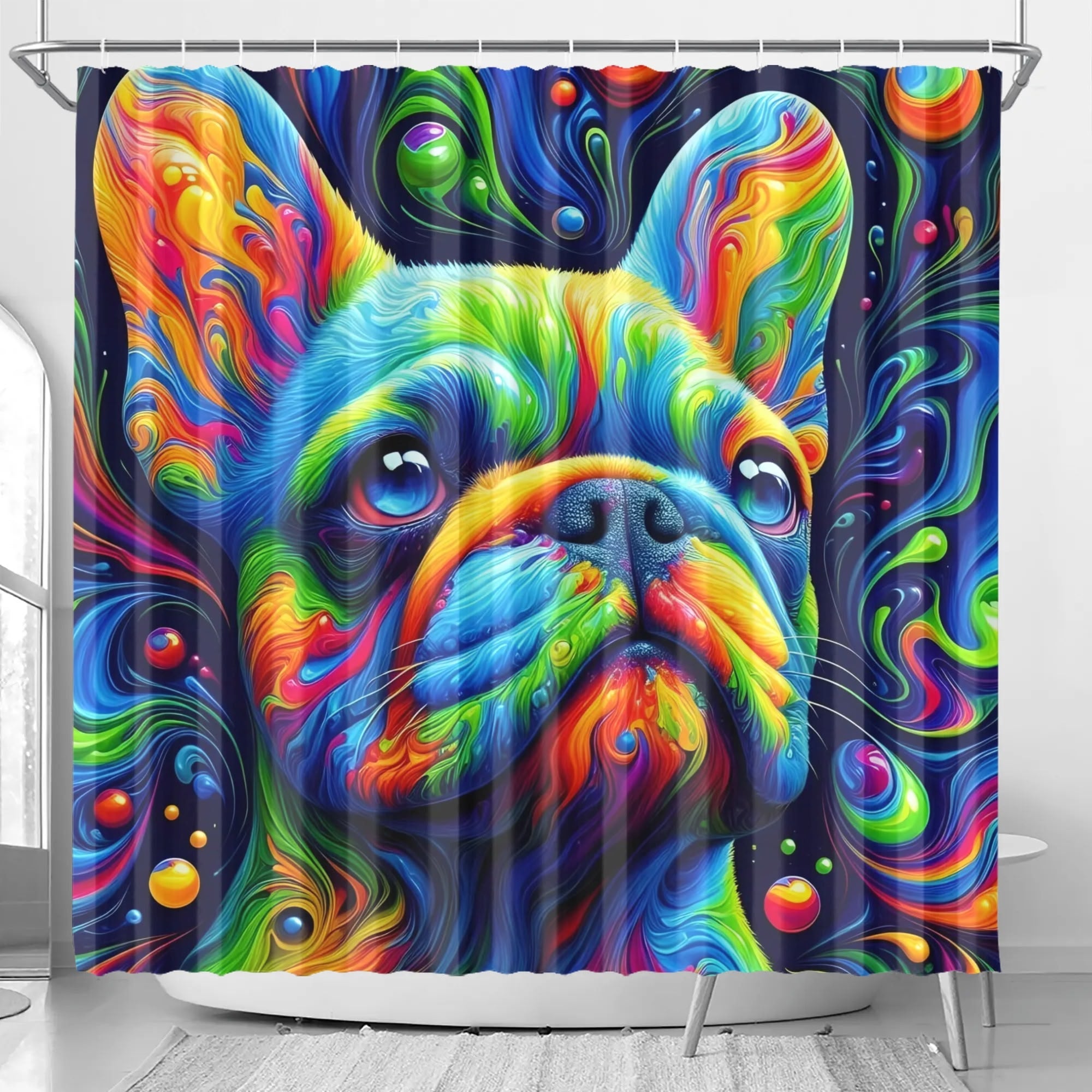 Muffin French Bulldog Fabric Curtain for Dog Moms & Dads-fadou