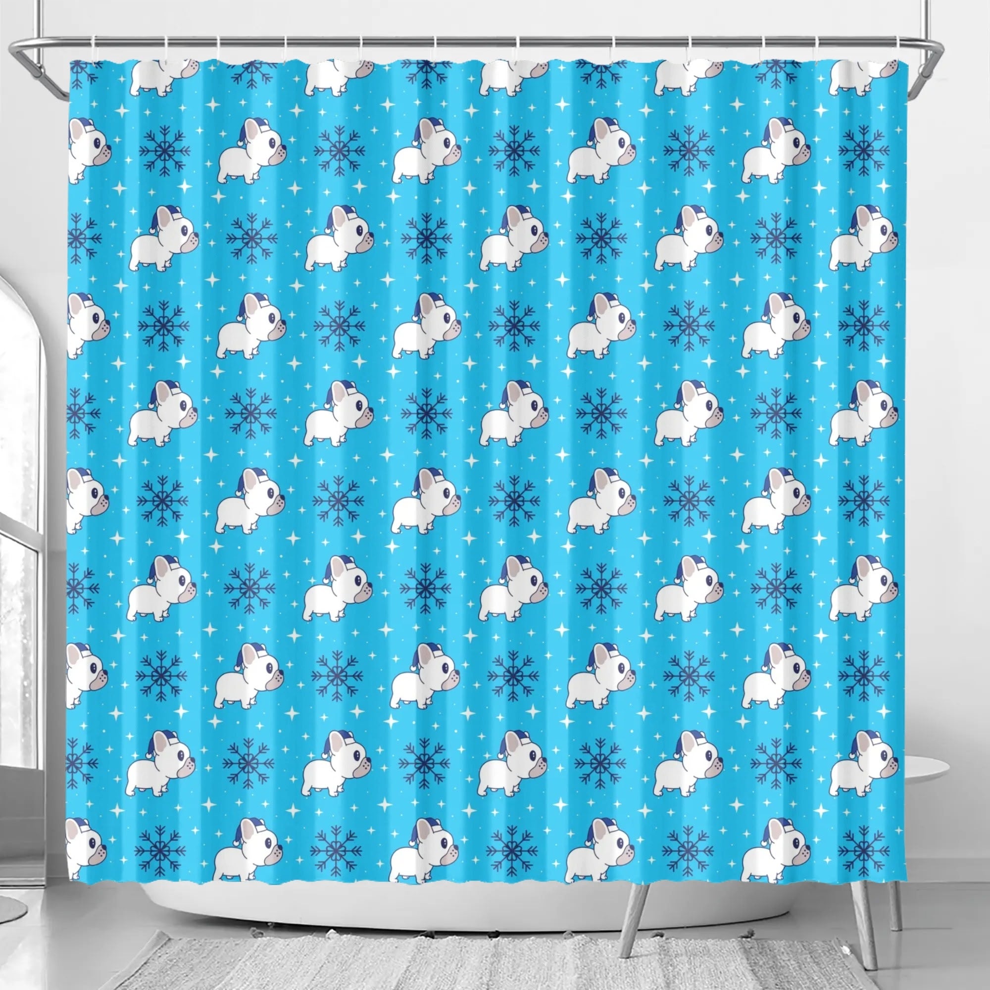 Nelson French Bulldog Shower Curtain for Bulldog Owners-fadou