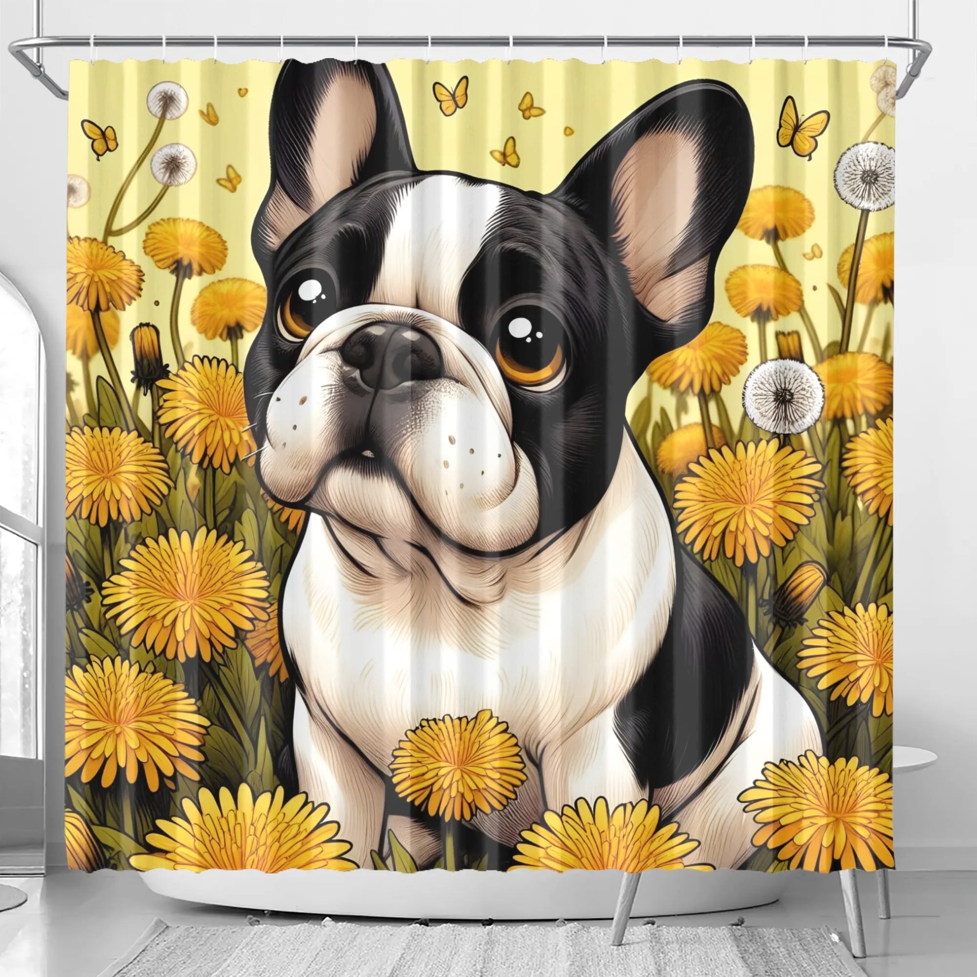 Cardi French Bulldog Shower Curtain for Dog Moms & Dads-fadou