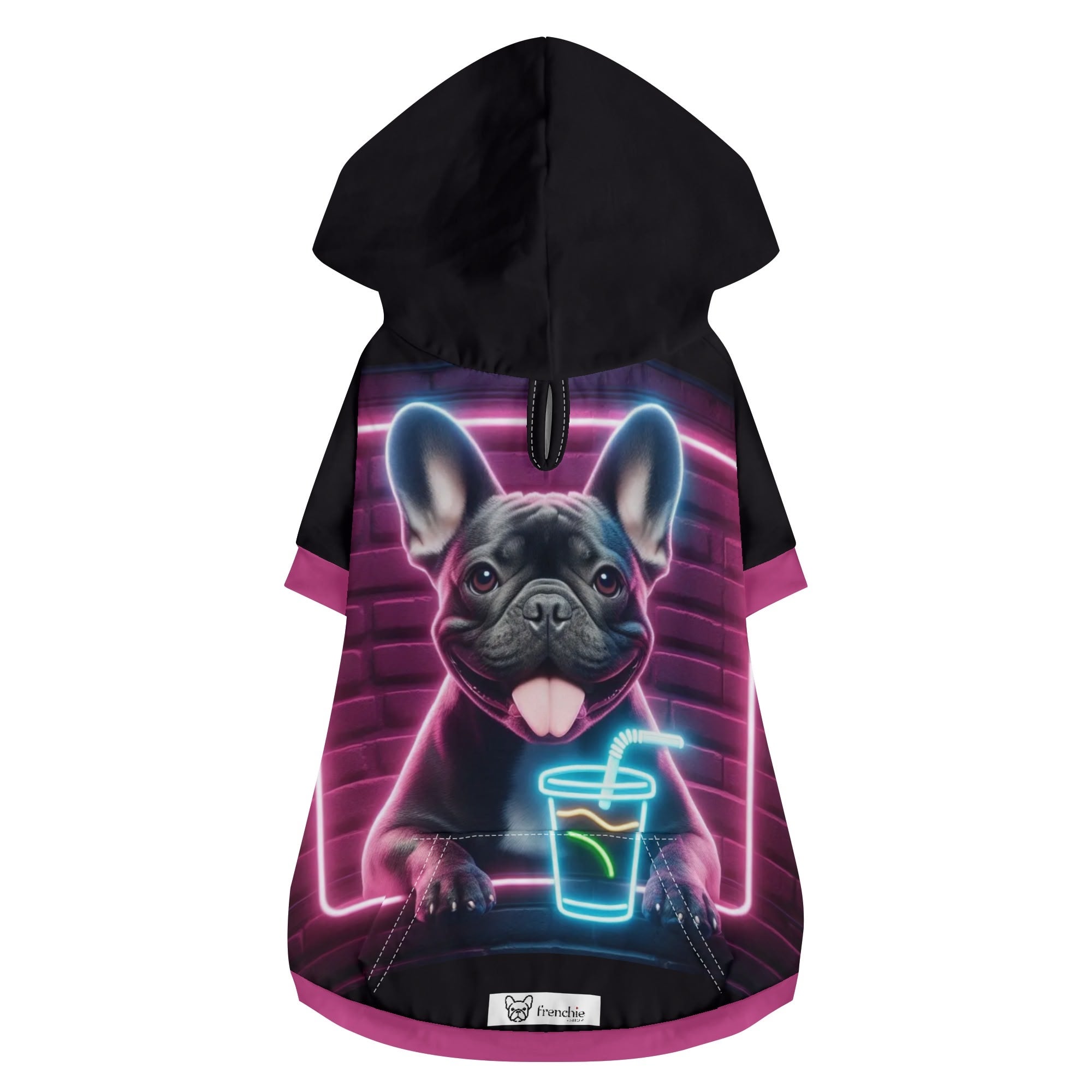 Molly French Bulldog Fleece Hoodie for Outdoor Adventures-fadou