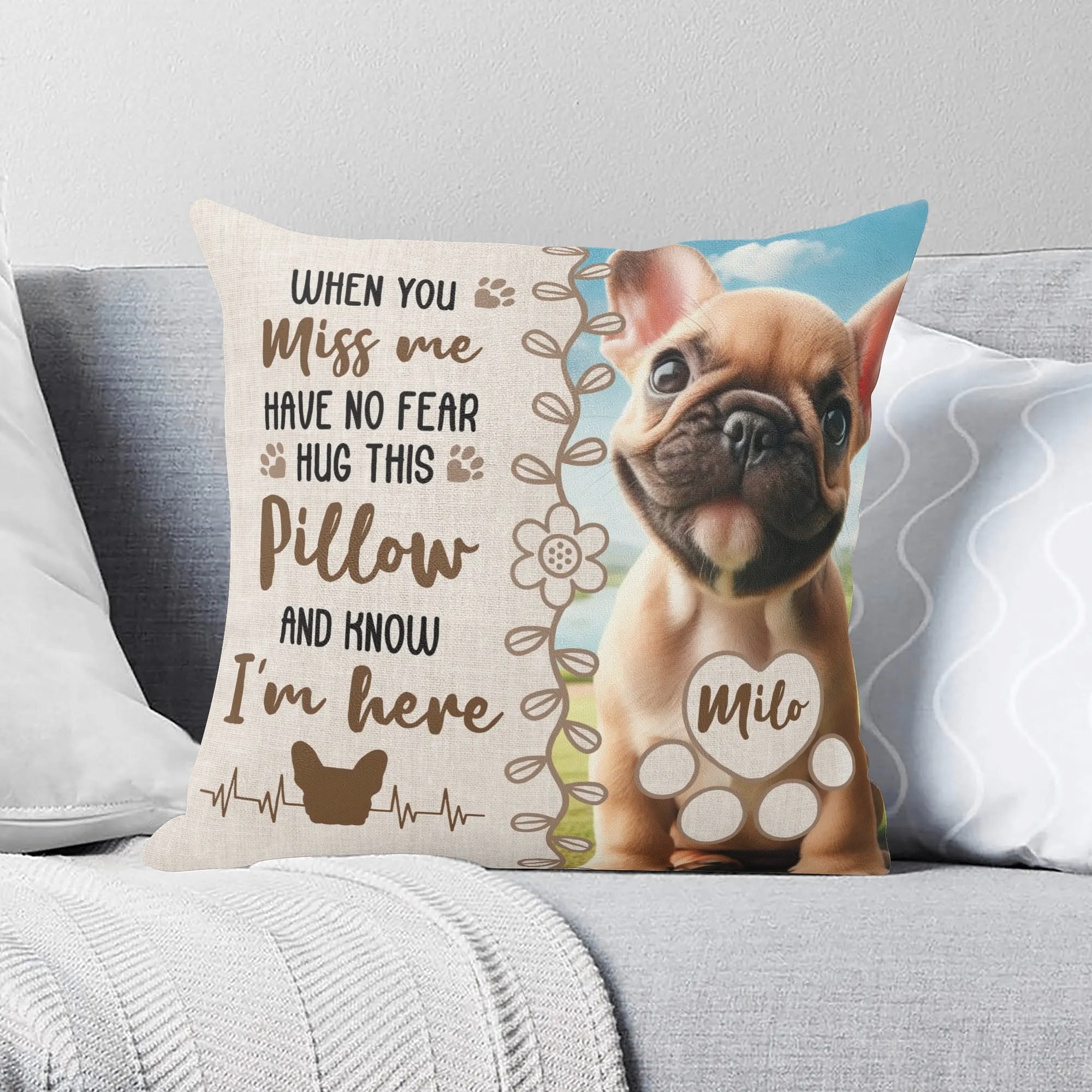French Bulldog Personalized Accent Cushion for Pet Parents-fadou