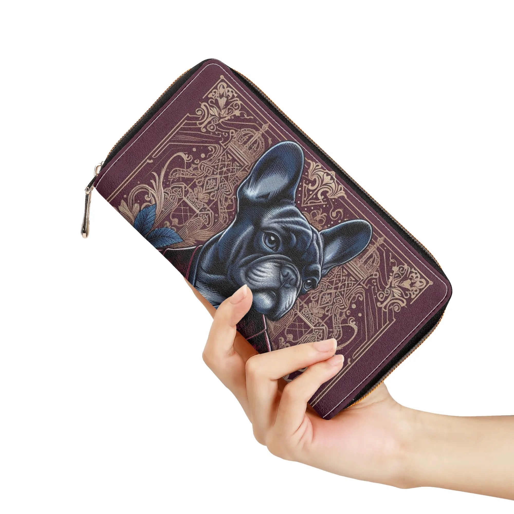 Mia - Leather Zipper Wallet for Frenchie Fans Everywhere-fadou