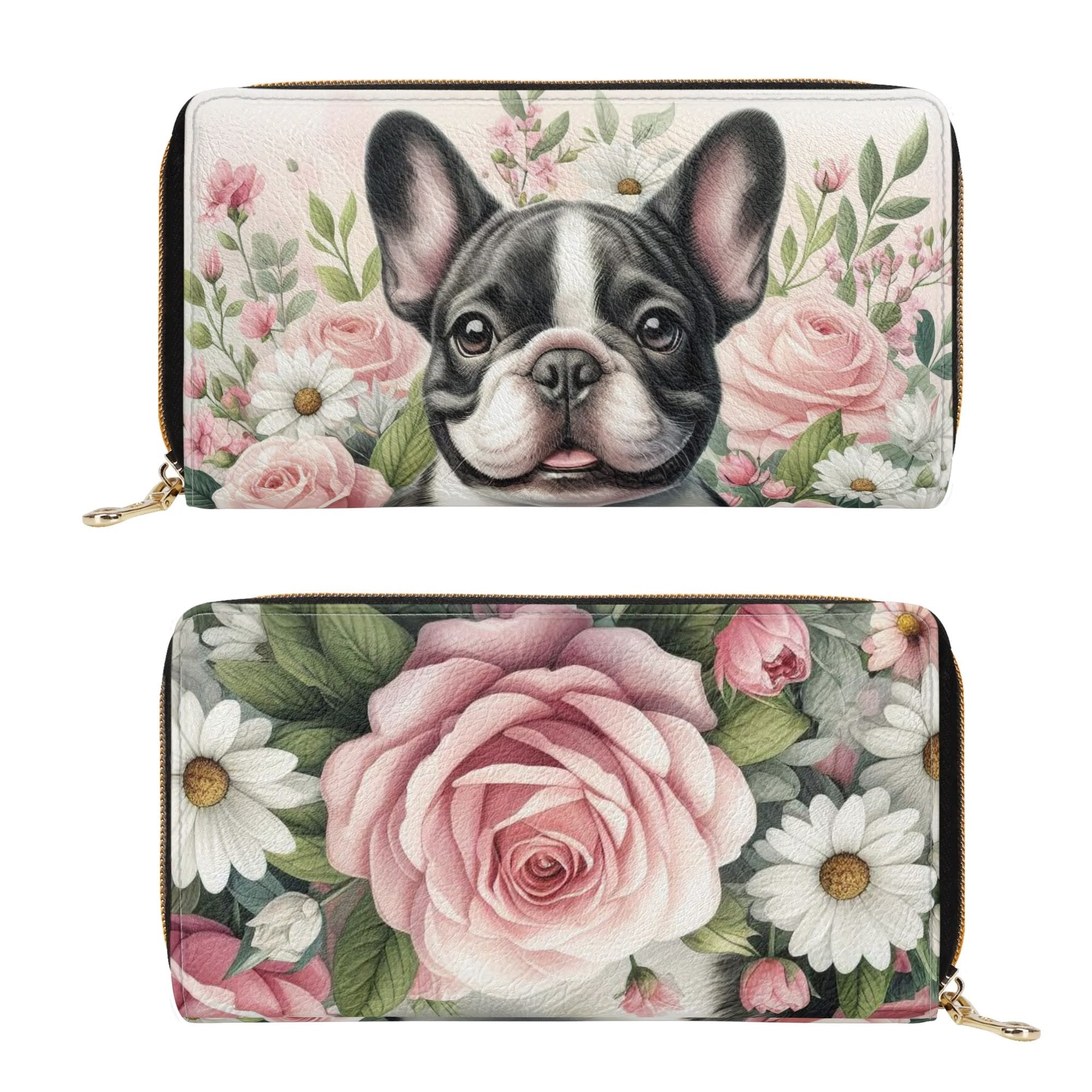 Lady French Bulldog Slim Wallet for Frenchie Enthusiasts-fadou