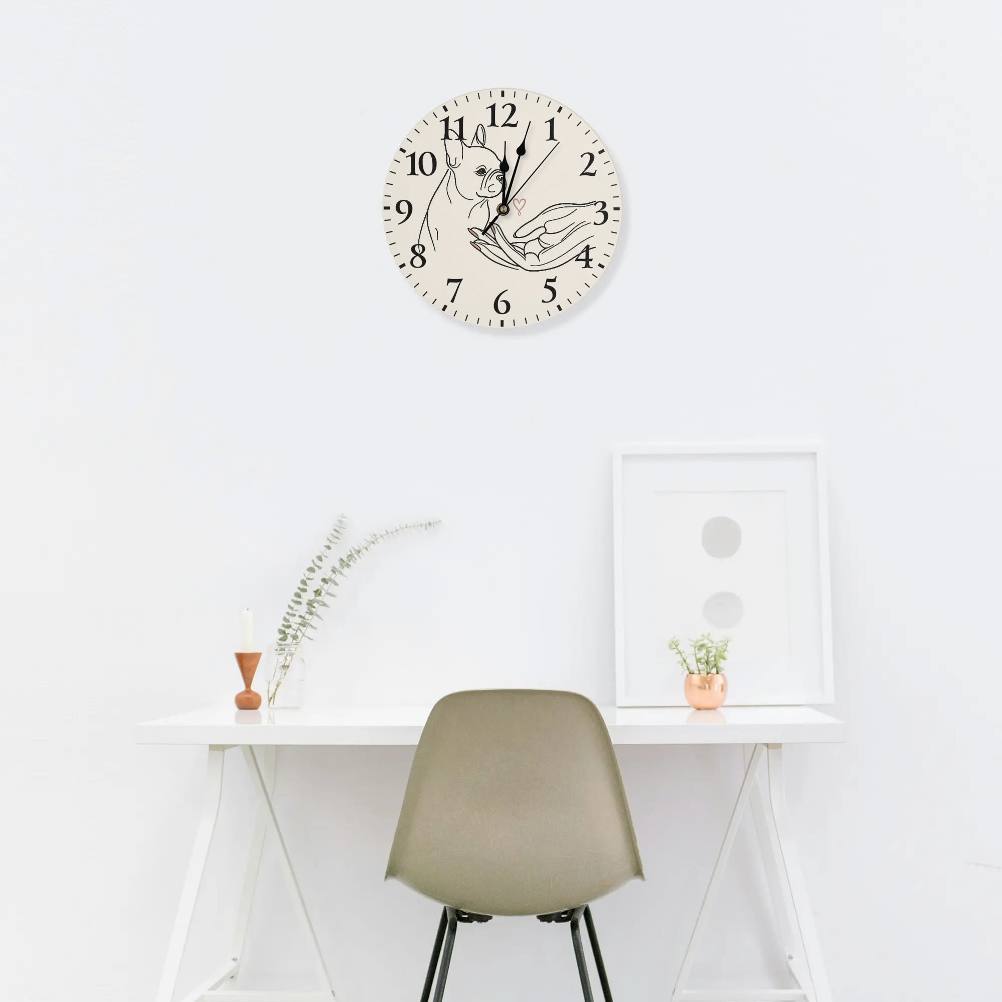 Frenchie Frameless Modern Wall Clock for Frenchie Enthusiasts-fadou