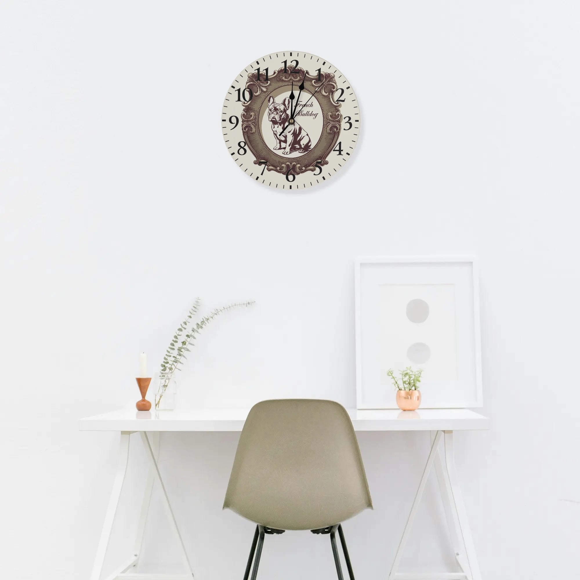 French Bulldog Frameless Modern Wall Clock for Dog Park Days-fadou