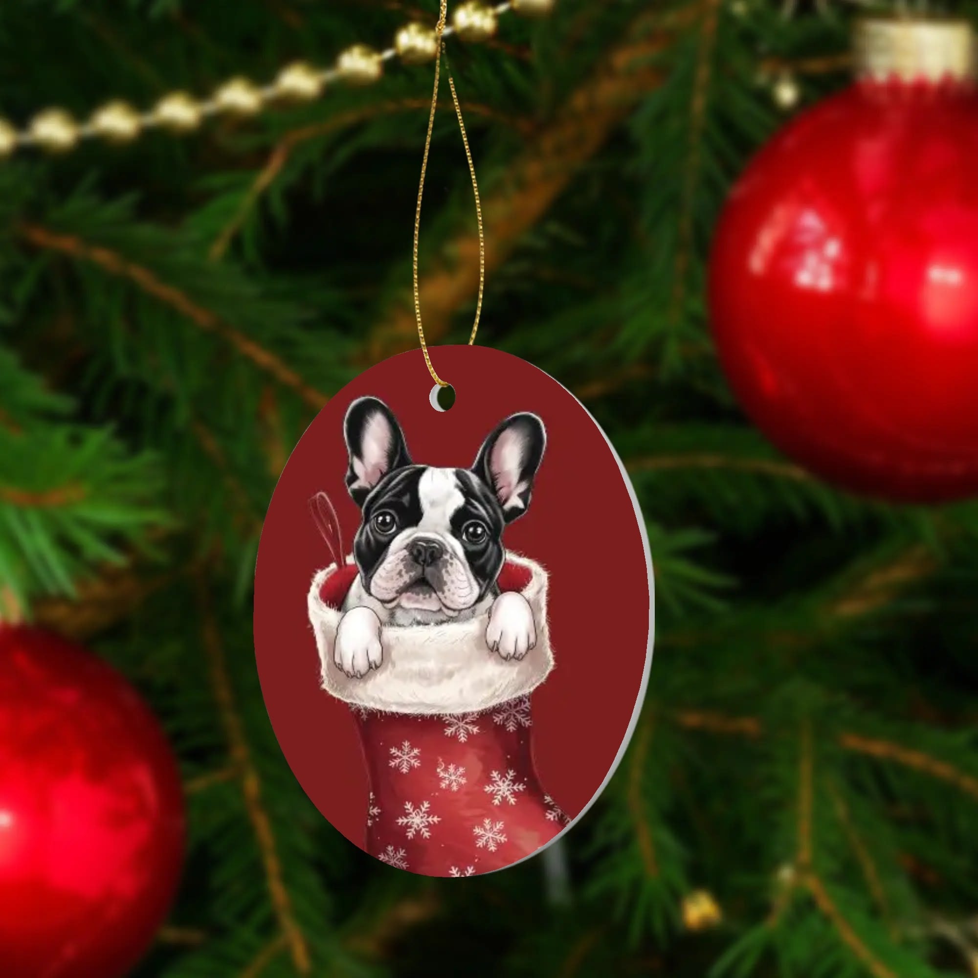 Rowdy - Christmas Ornaments for Frenchie Fans Everywhere-fadou
