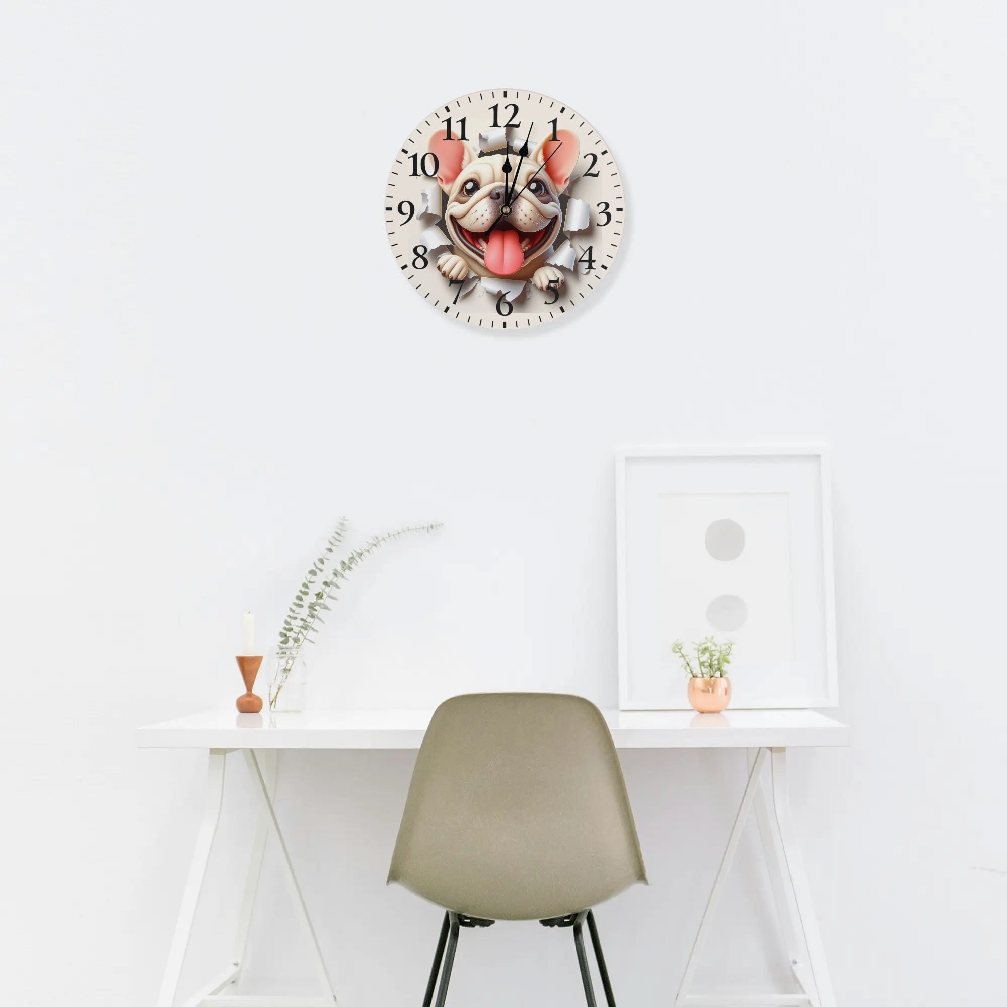 French Bulldog Frameless Modern Wall Clock for Dog Moms & Dads-fadou