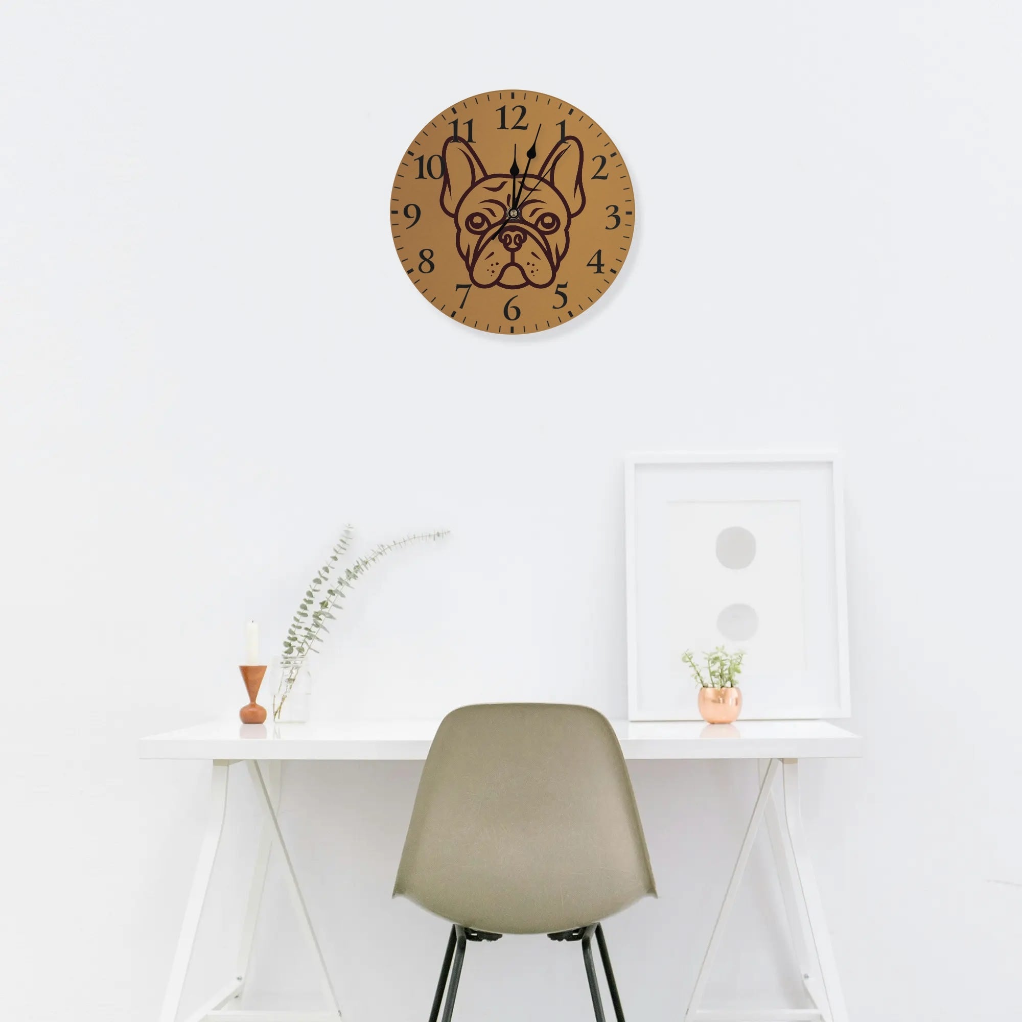 French Bulldog Frameless Modern Wall Clock for Pet Parents-fadou