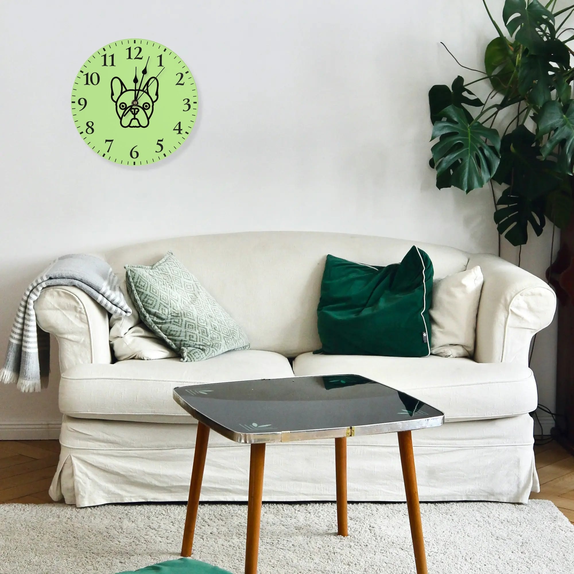 Frenchie Frameless Modern Wall Clock for Dog Moms & Dads-fadou