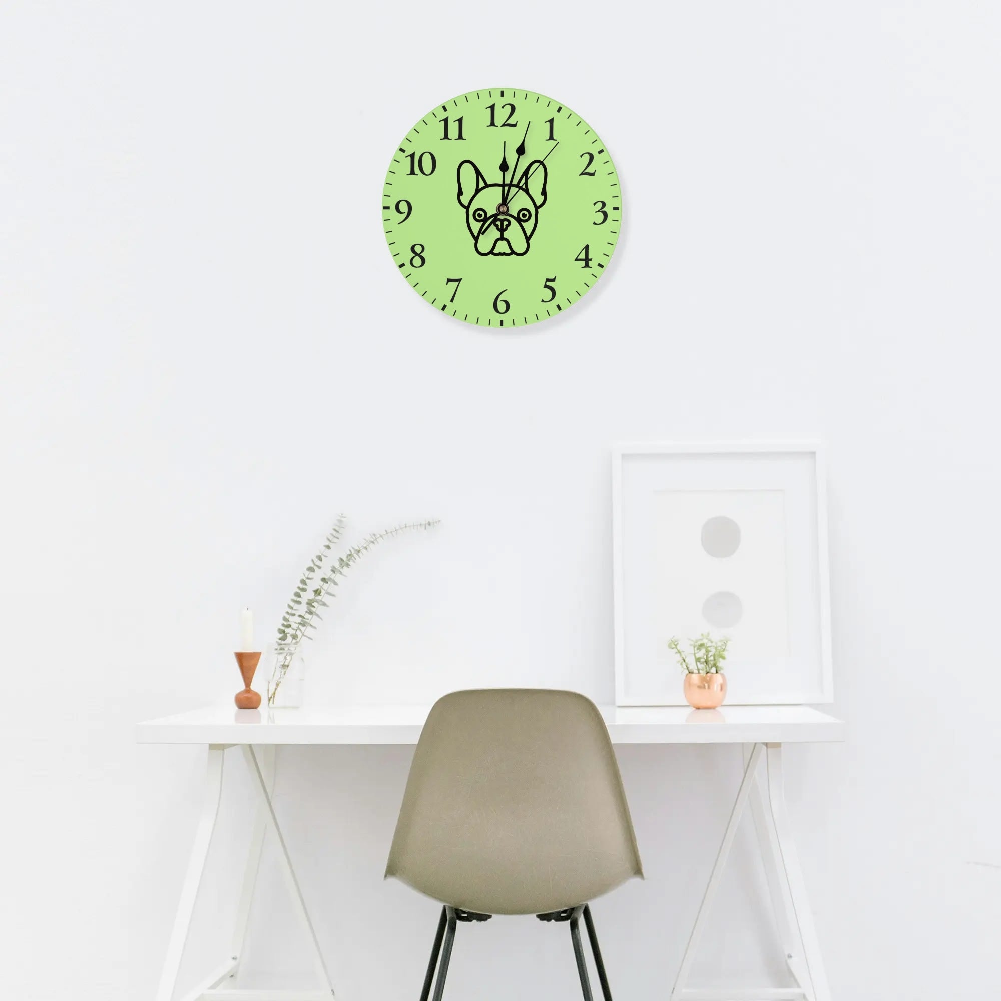 Frenchie Frameless Modern Wall Clock for Dog Moms & Dads-fadou