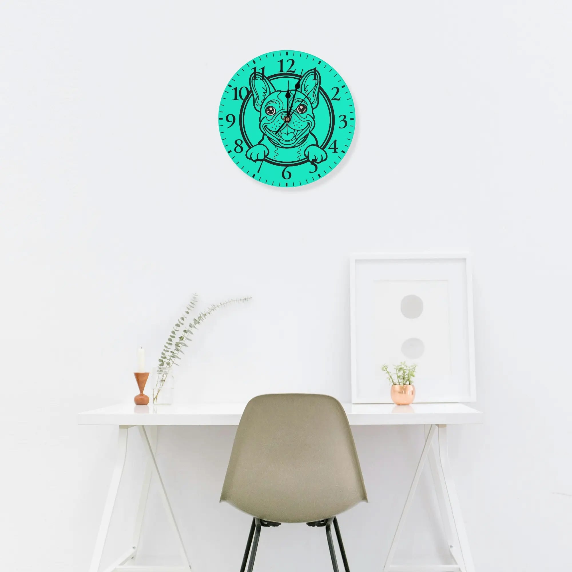French Bulldog Frameless Modern Wall Clock for Frenchie Fans-fadou
