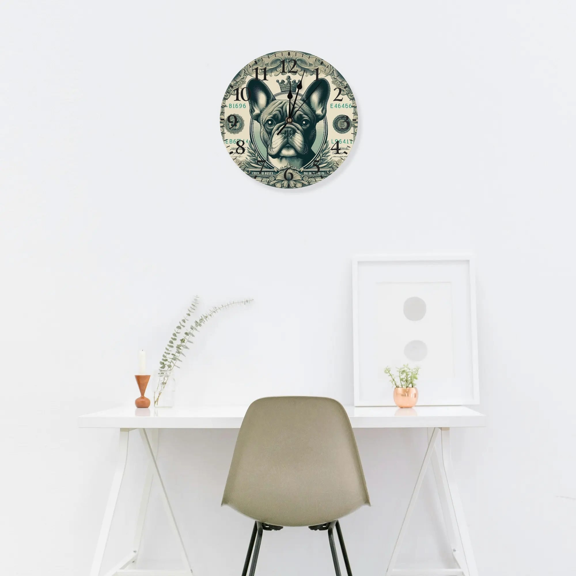 French Bulldog Frameless Modern Wall Clock for Frenchie Enthusiasts-fadou