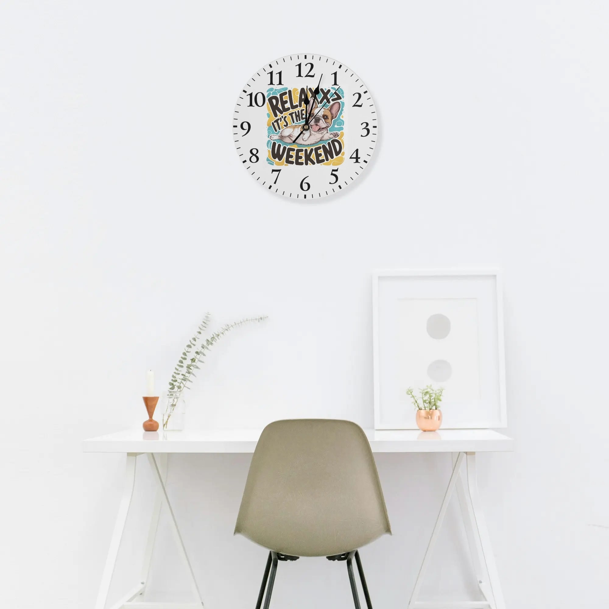 French Bulldog Frameless Modern Wall Clock for Pet Culture-fadou