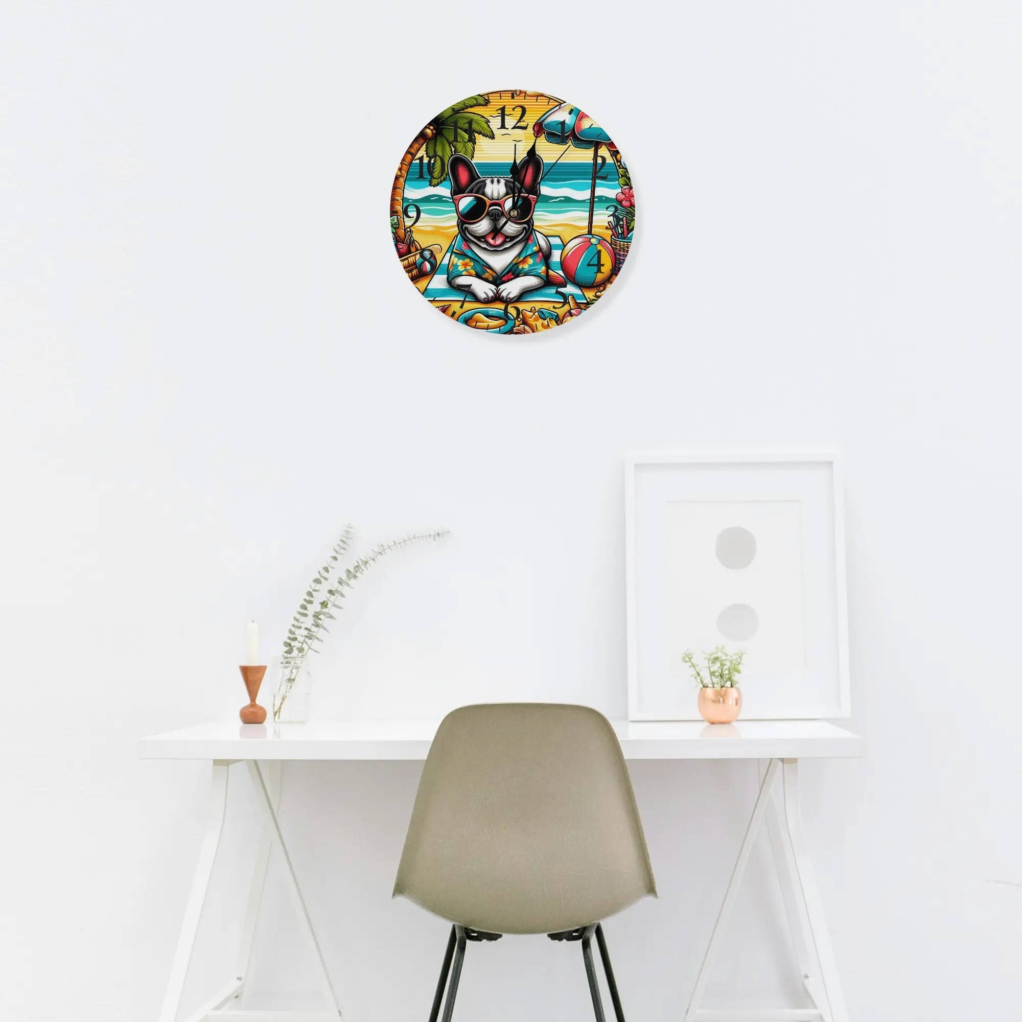 Frenchie Frameless Modern Wall Clock for Bulldog Owners-fadou