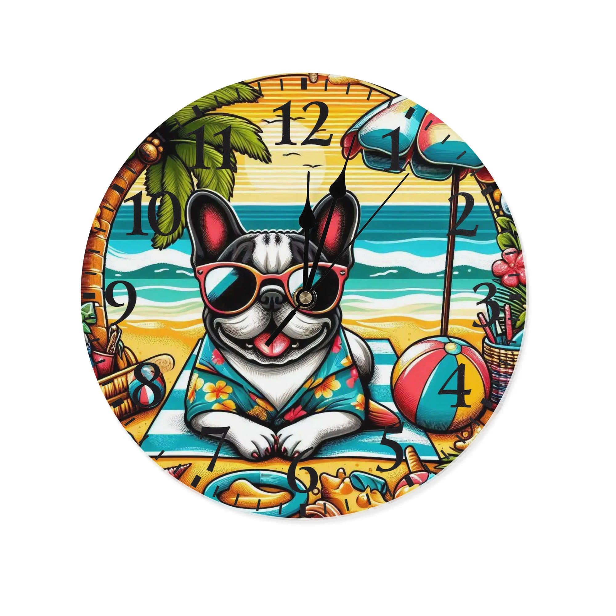 Frenchie Frameless Modern Wall Clock for Bulldog Owners-fadou