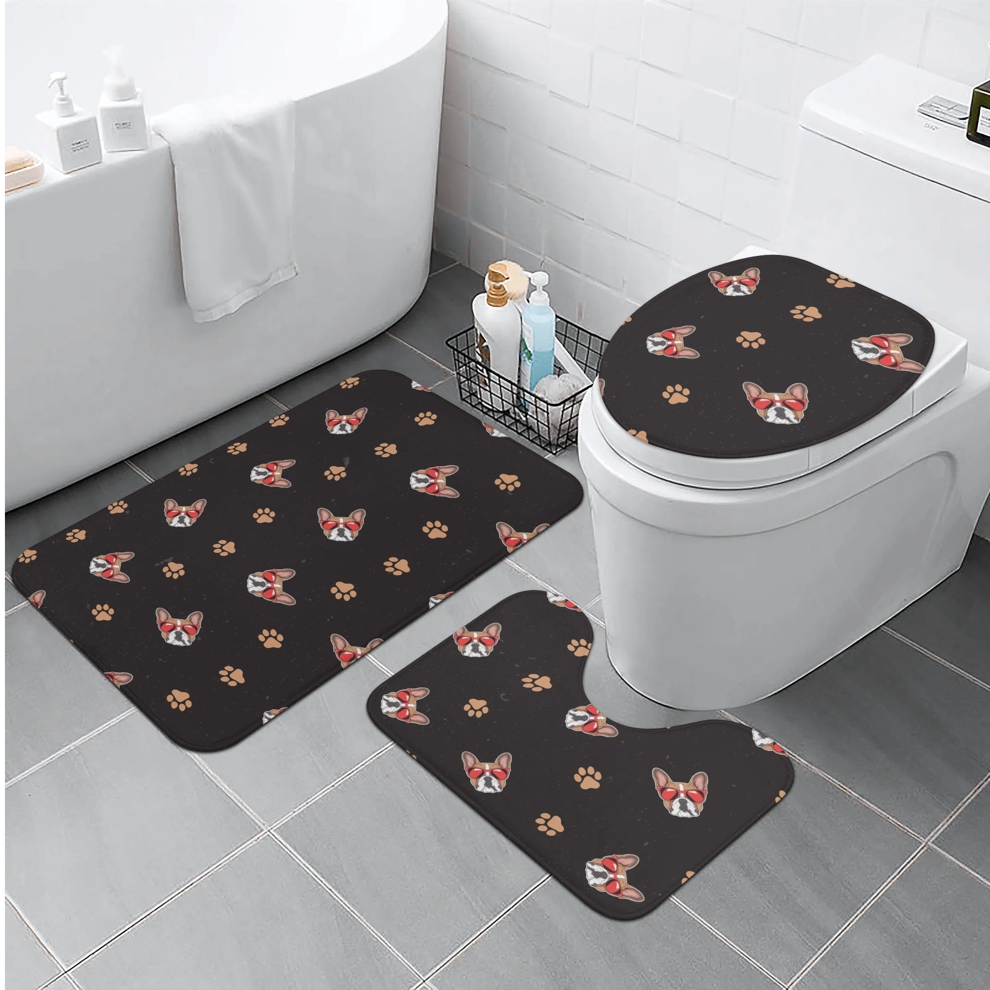 Hugo - Bathroom Toilet Set for Frenchie Fans Everywhere-fadou