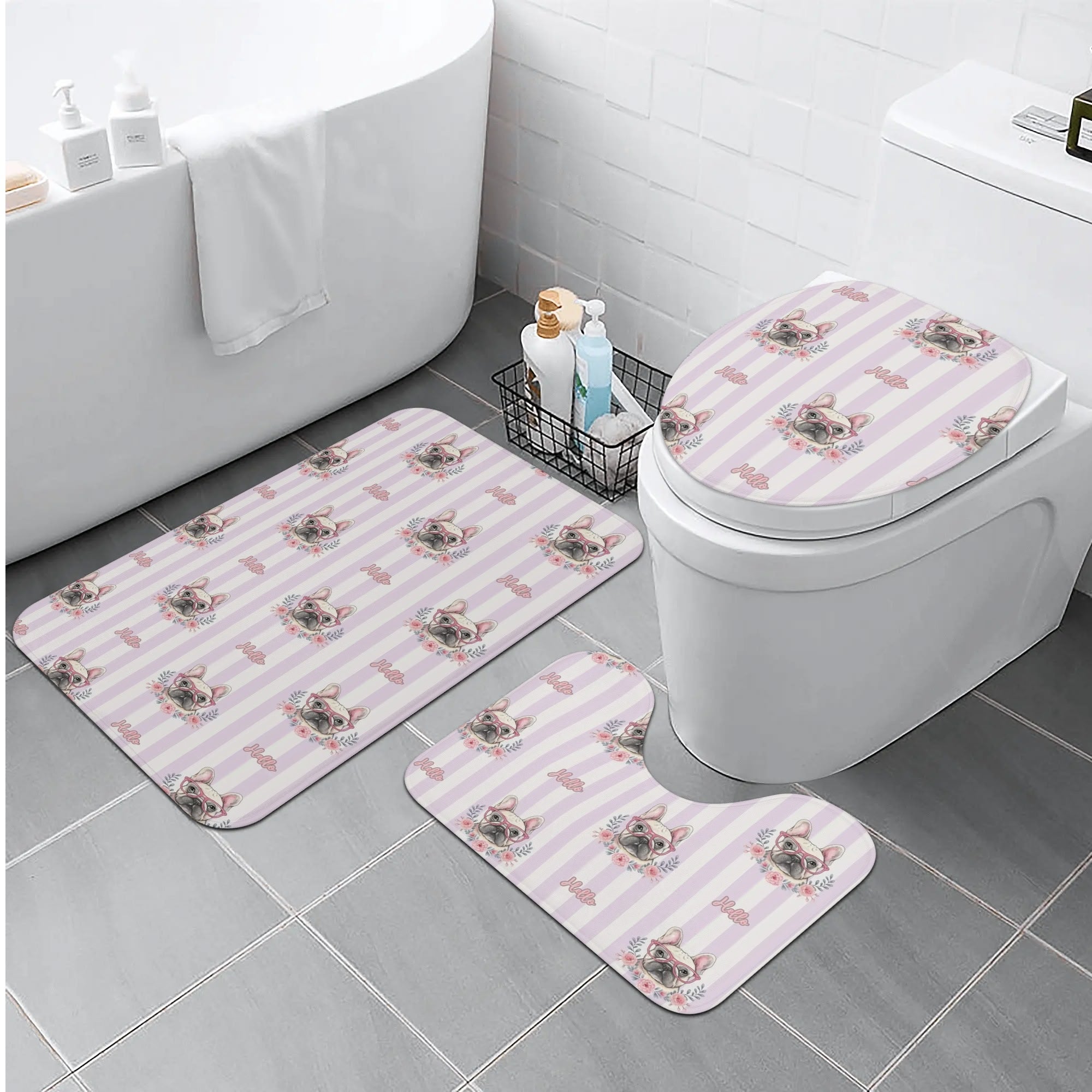 Ellie- Bathroom Toilet Set for Frenchie Fans Everywhere-fadou