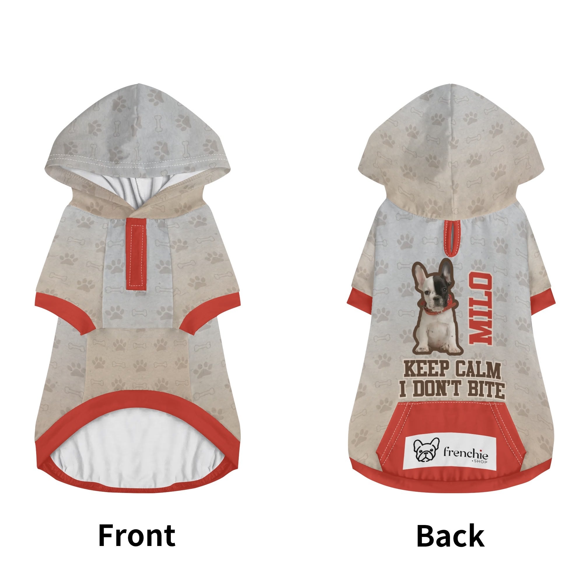 French Bulldog Custom Fleece Hoodie for Brachycephalic Dogs-fadou