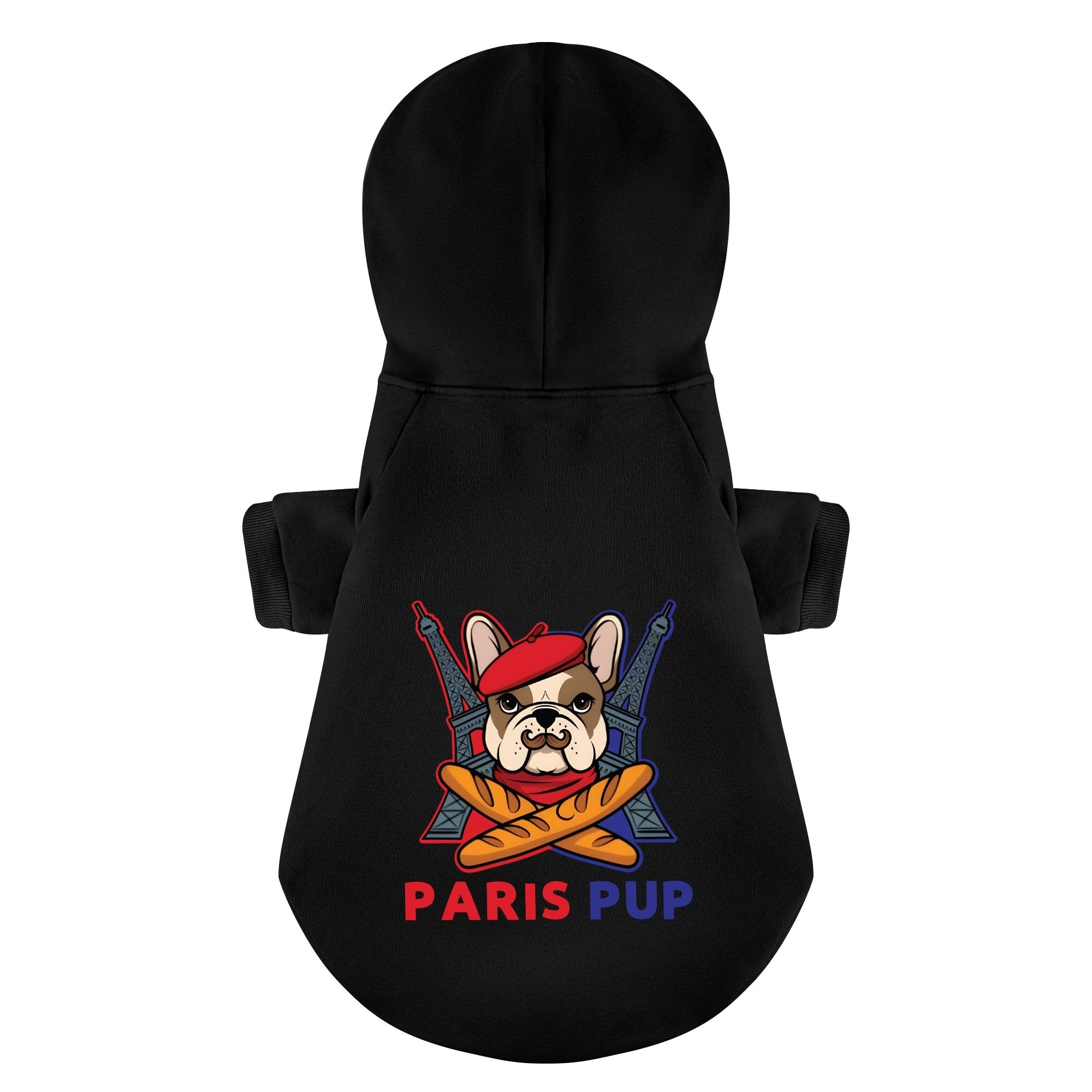 Paris French Bulldog Fleece Hoodie for Outdoor Adventures-fadou