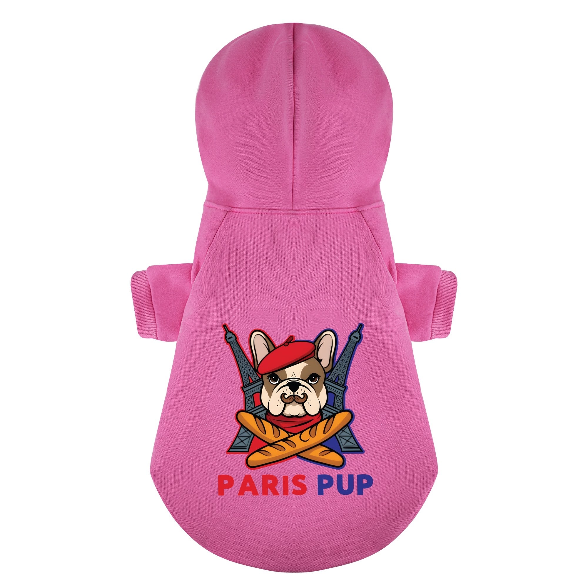 Paris French Bulldog Fleece Hoodie for Outdoor Adventures-fadou