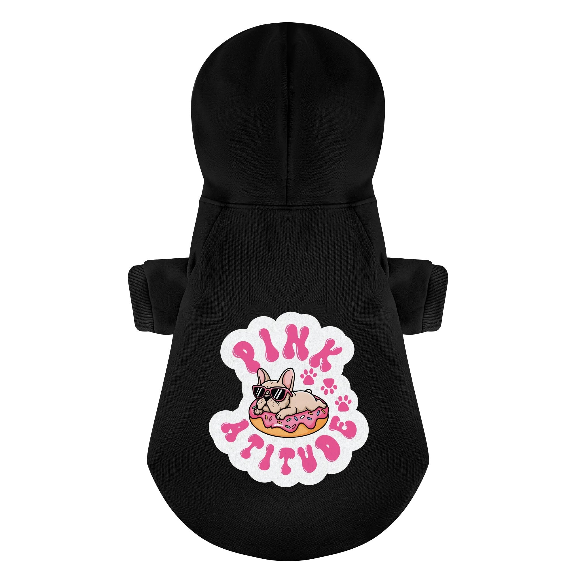 Pink French Bulldog Fleece Hoodie for Brachycephalic Dogs-fadou