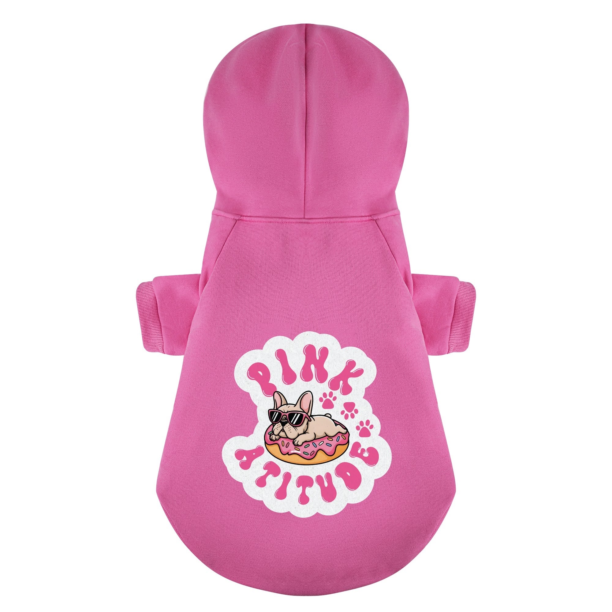 Pink French Bulldog Fleece Hoodie for Brachycephalic Dogs-fadou