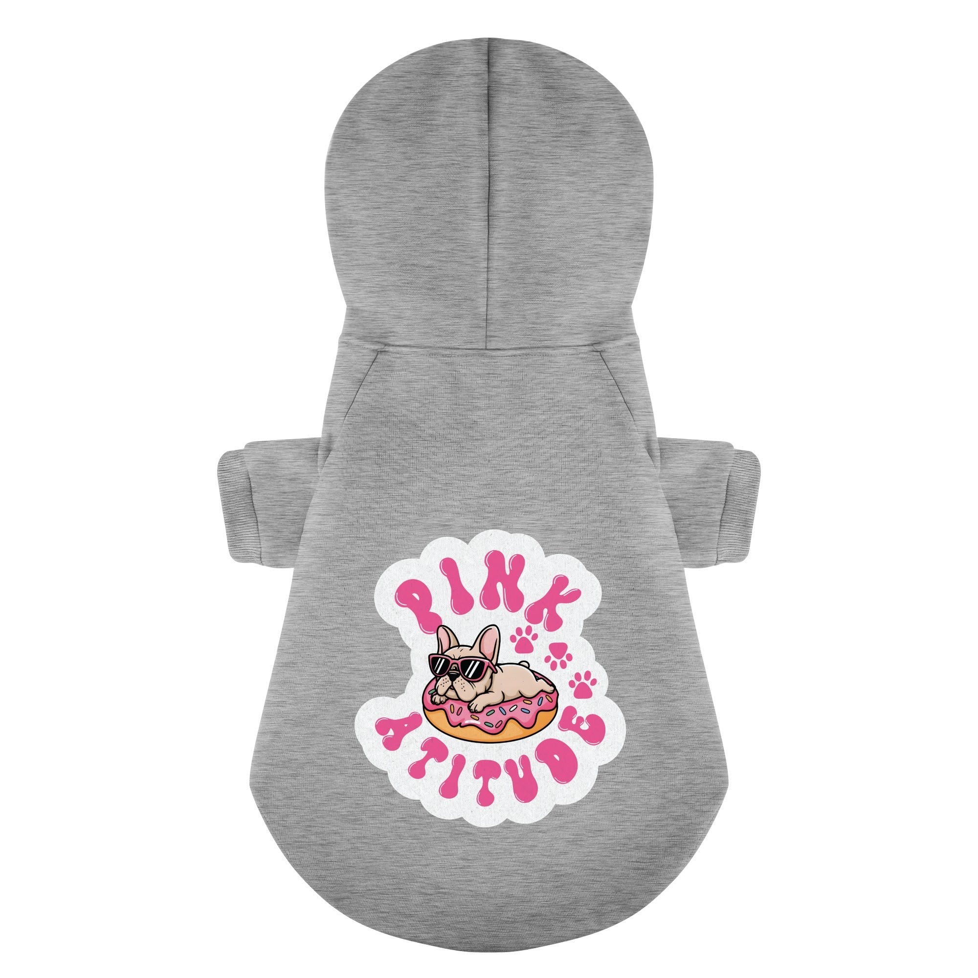Pink French Bulldog Fleece Hoodie for Brachycephalic Dogs-fadou