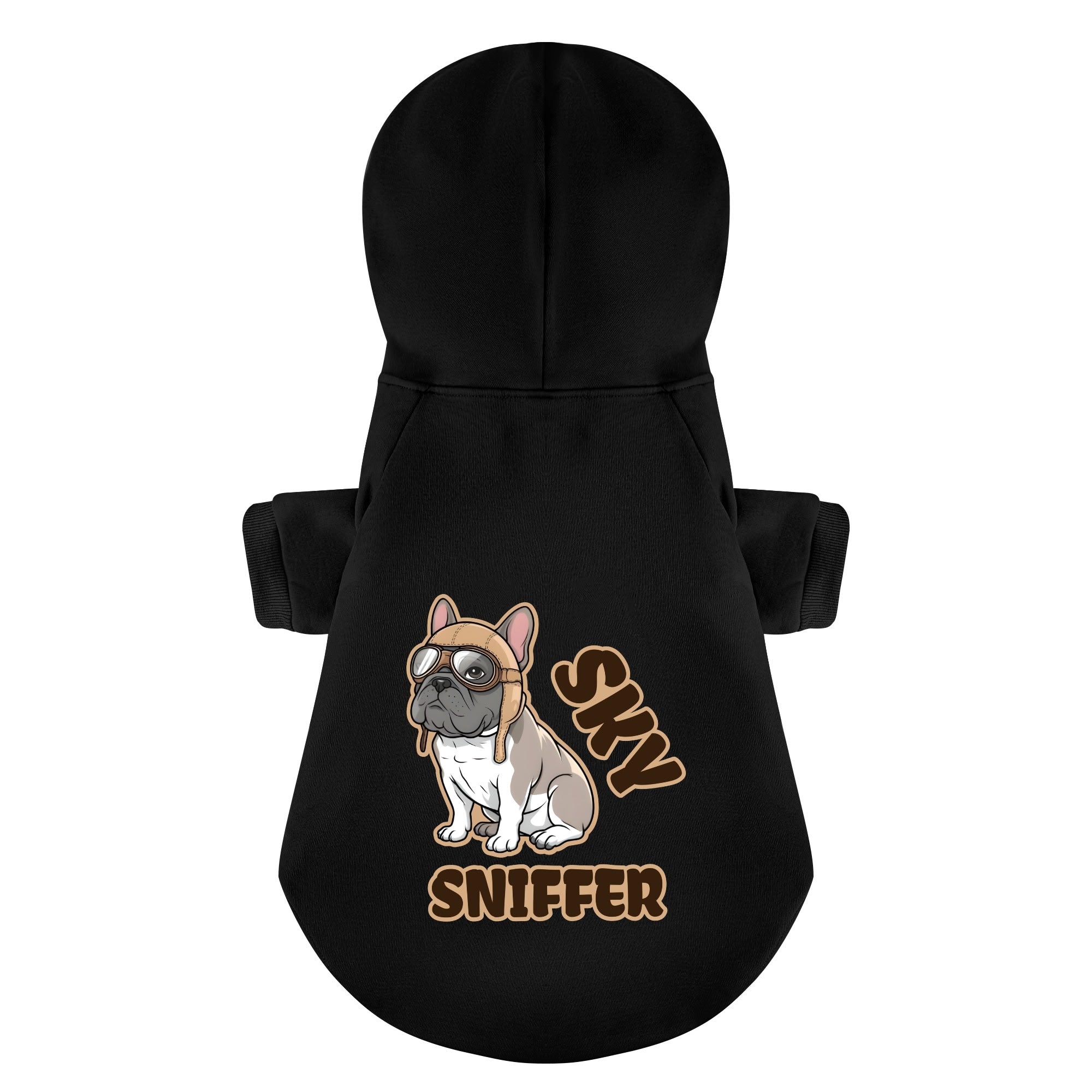 Sky French Bulldog Fleece Hoodie for Outdoor Adventures-fadou