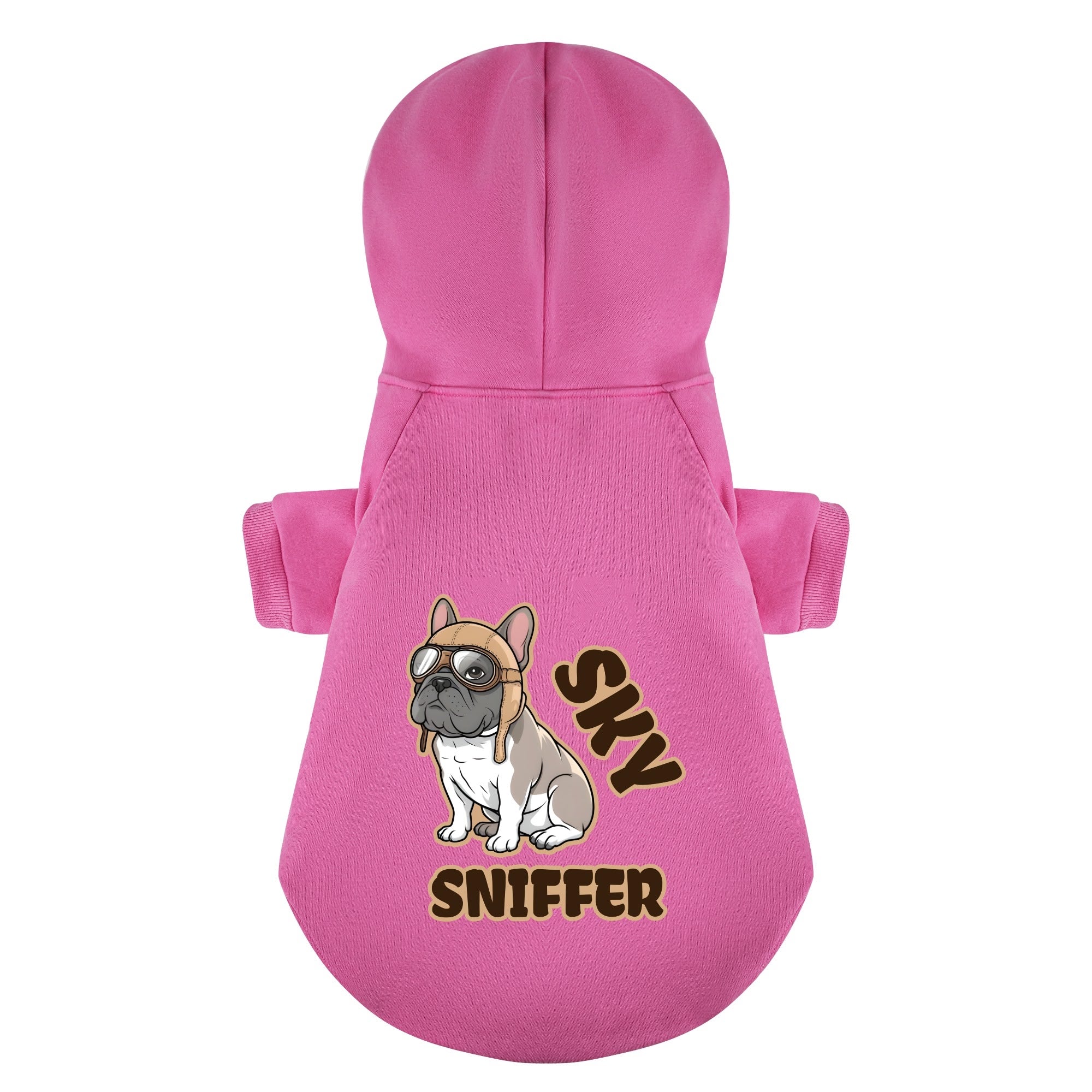 Sky French Bulldog Fleece Hoodie for Outdoor Adventures-fadou