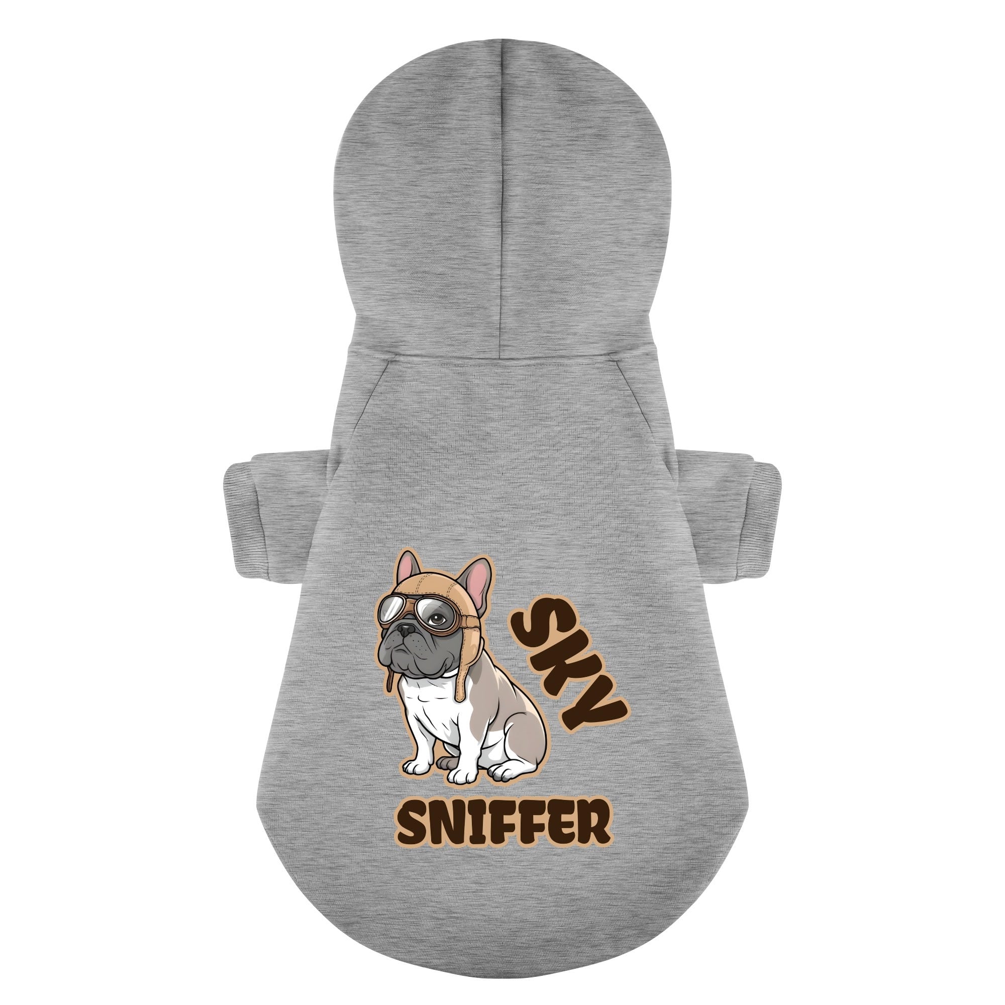 Sky French Bulldog Fleece Hoodie for Outdoor Adventures-fadou