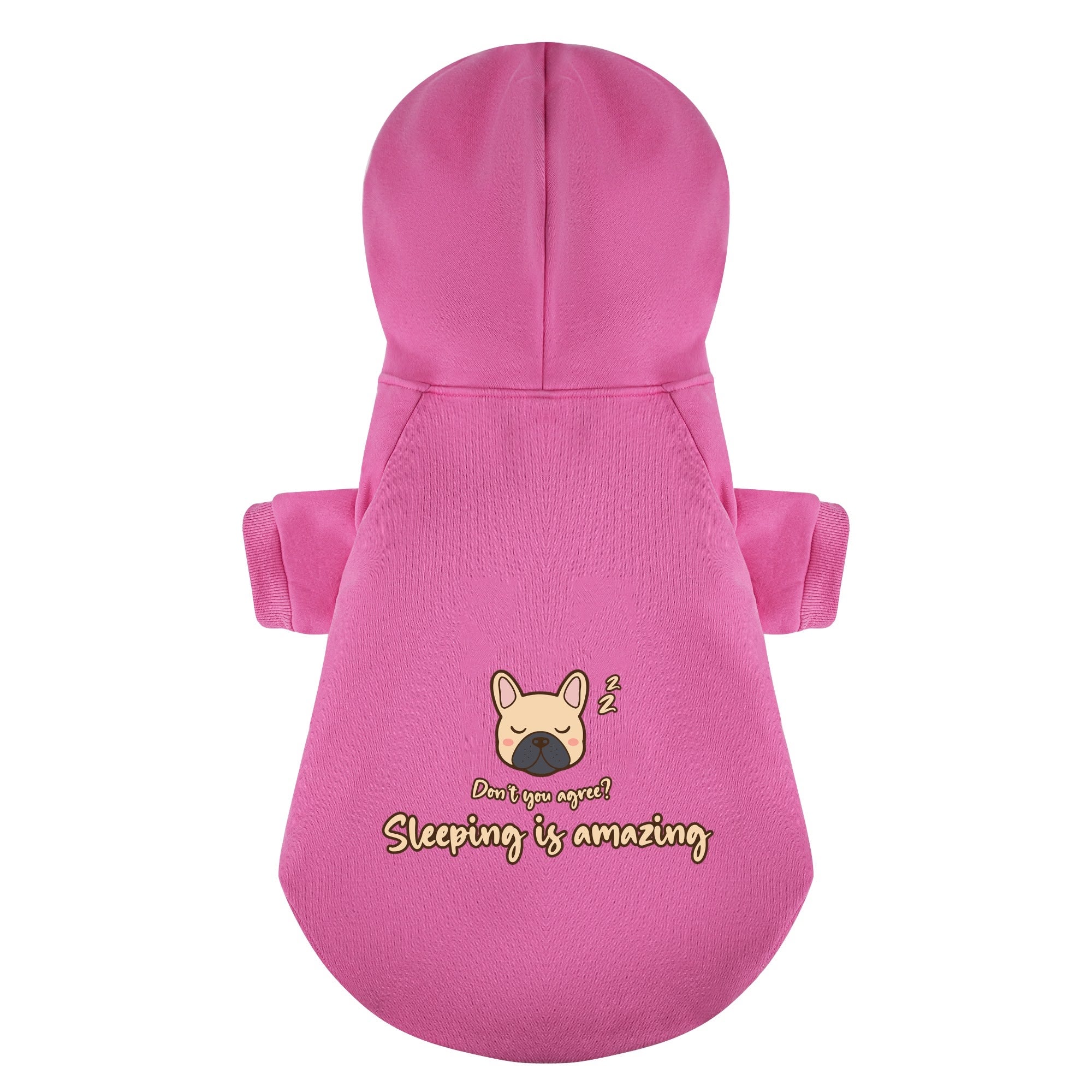 Sleeping French Bulldog Fleece Hoodie for Outdoor Adventures-fadou