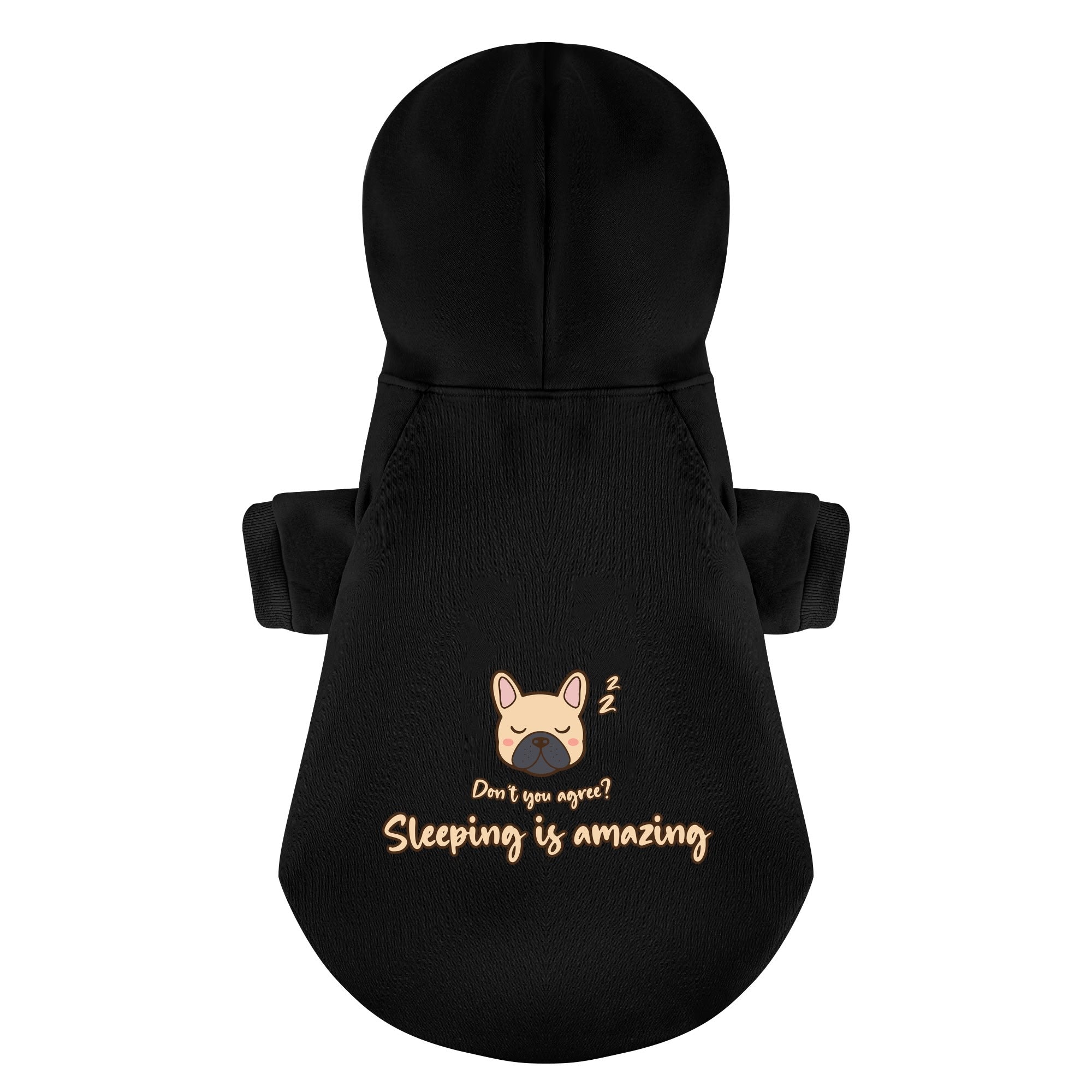Sleeping French Bulldog Fleece Hoodie for Outdoor Adventures-fadou