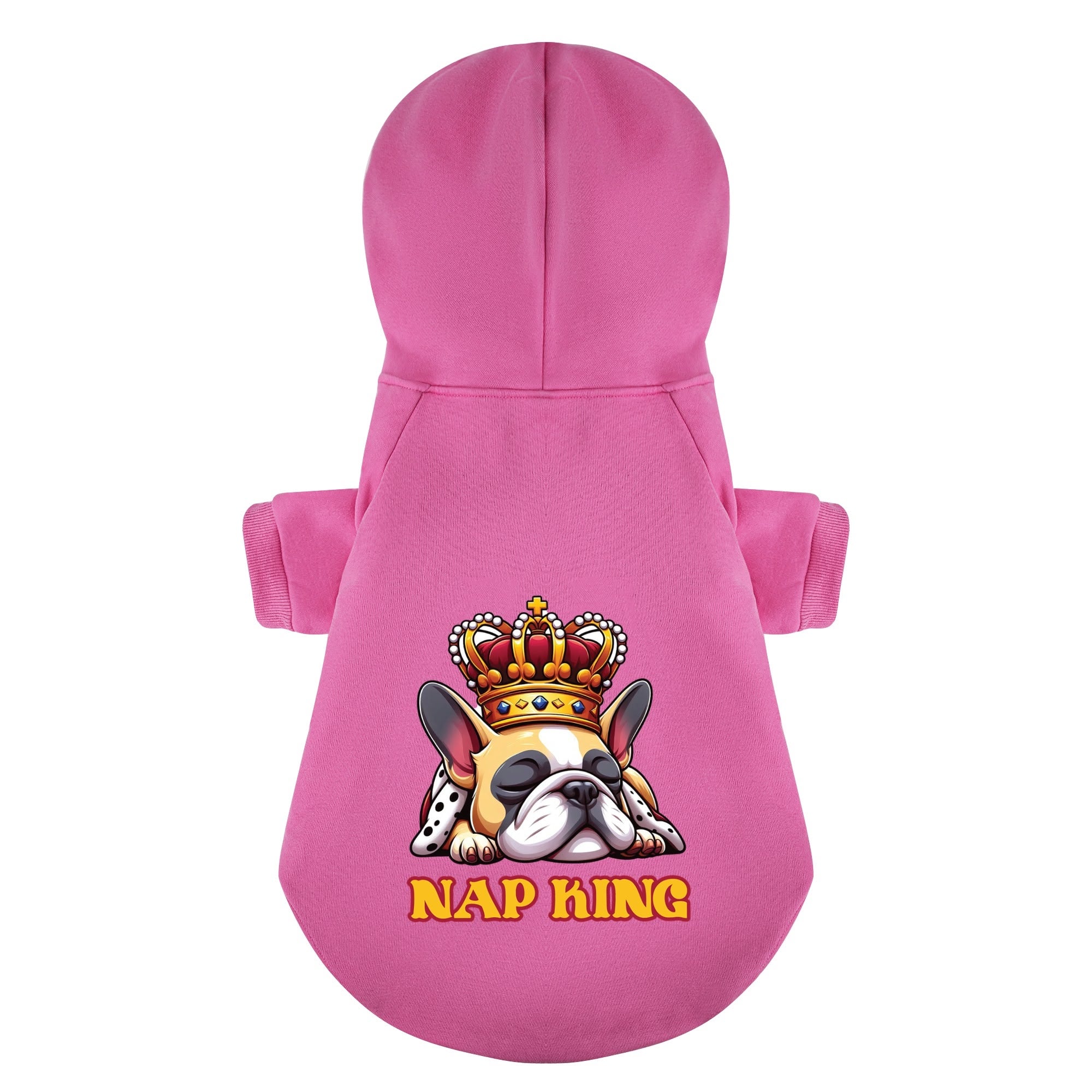 Nap French Bulldog Fleece Hoodie for Outdoor Adventures-fadou
