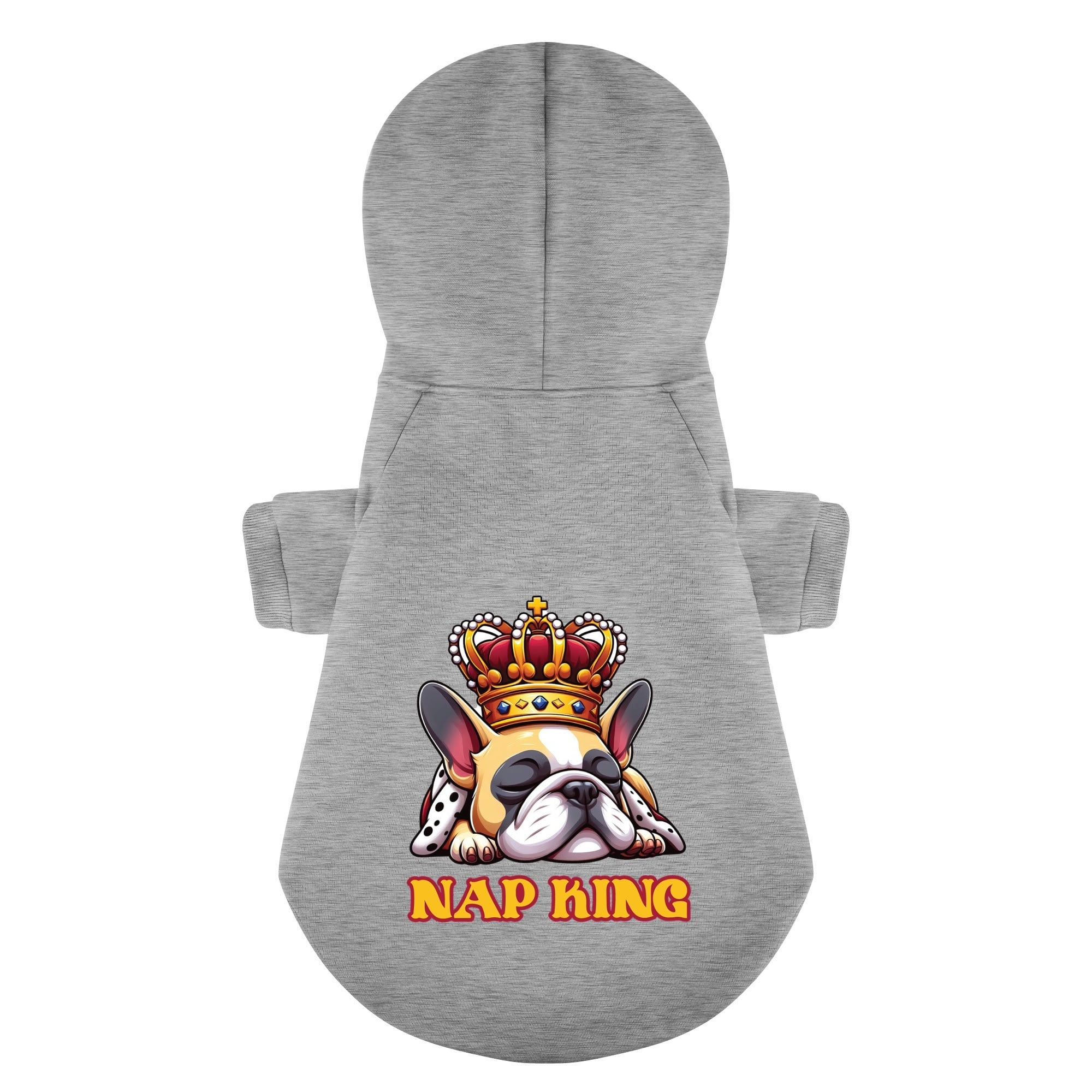 Nap French Bulldog Fleece Hoodie for Outdoor Adventures-fadou