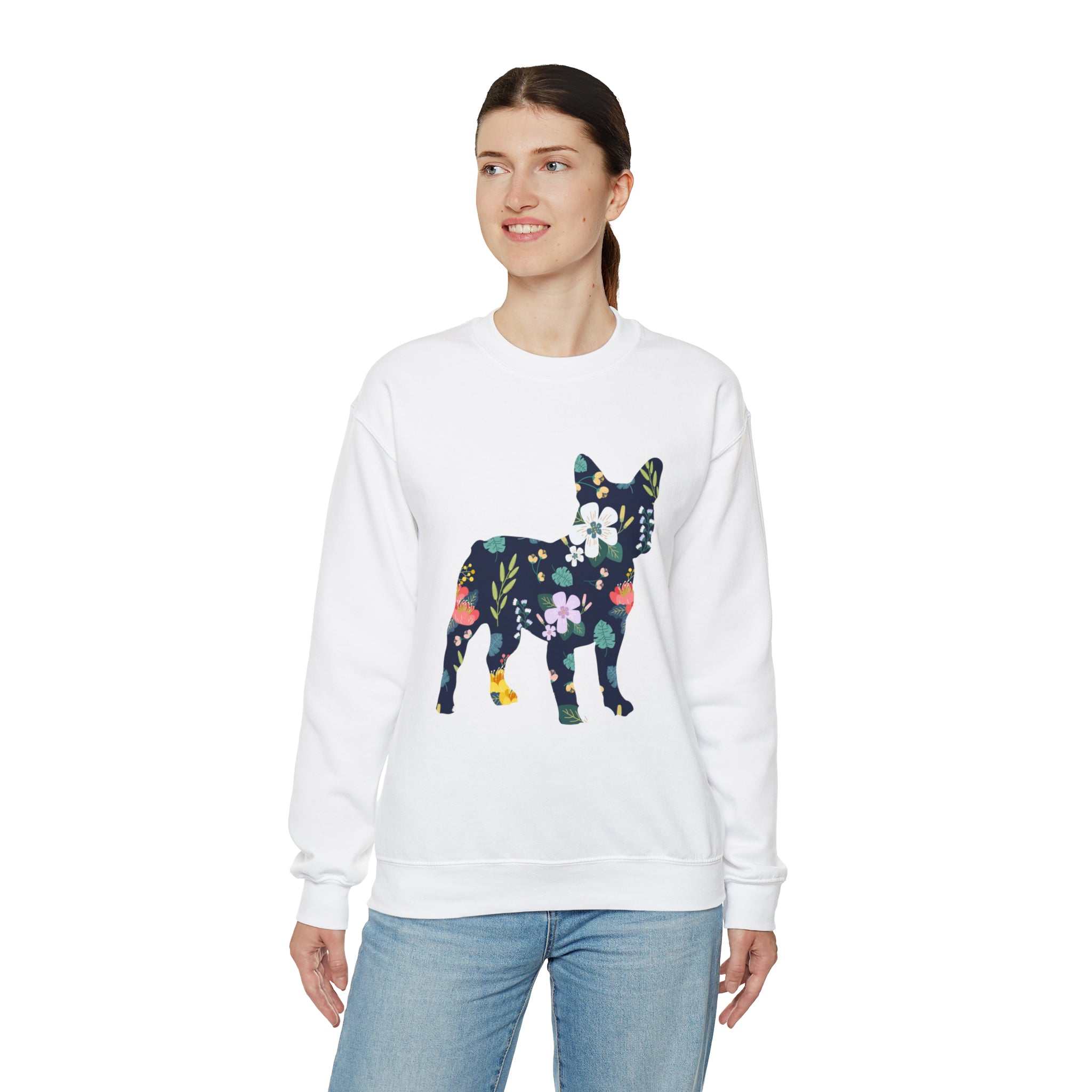 Floral French Bulldog Dog Mom Hoodie for Dog Moms & Dads-fadou