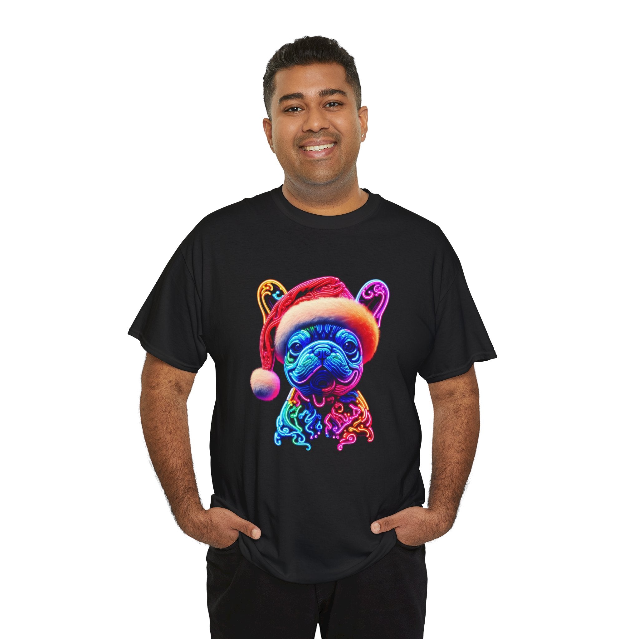 Unisex Christmas Cotton T-Shirt for Frenchie Enthusiasts-fadou