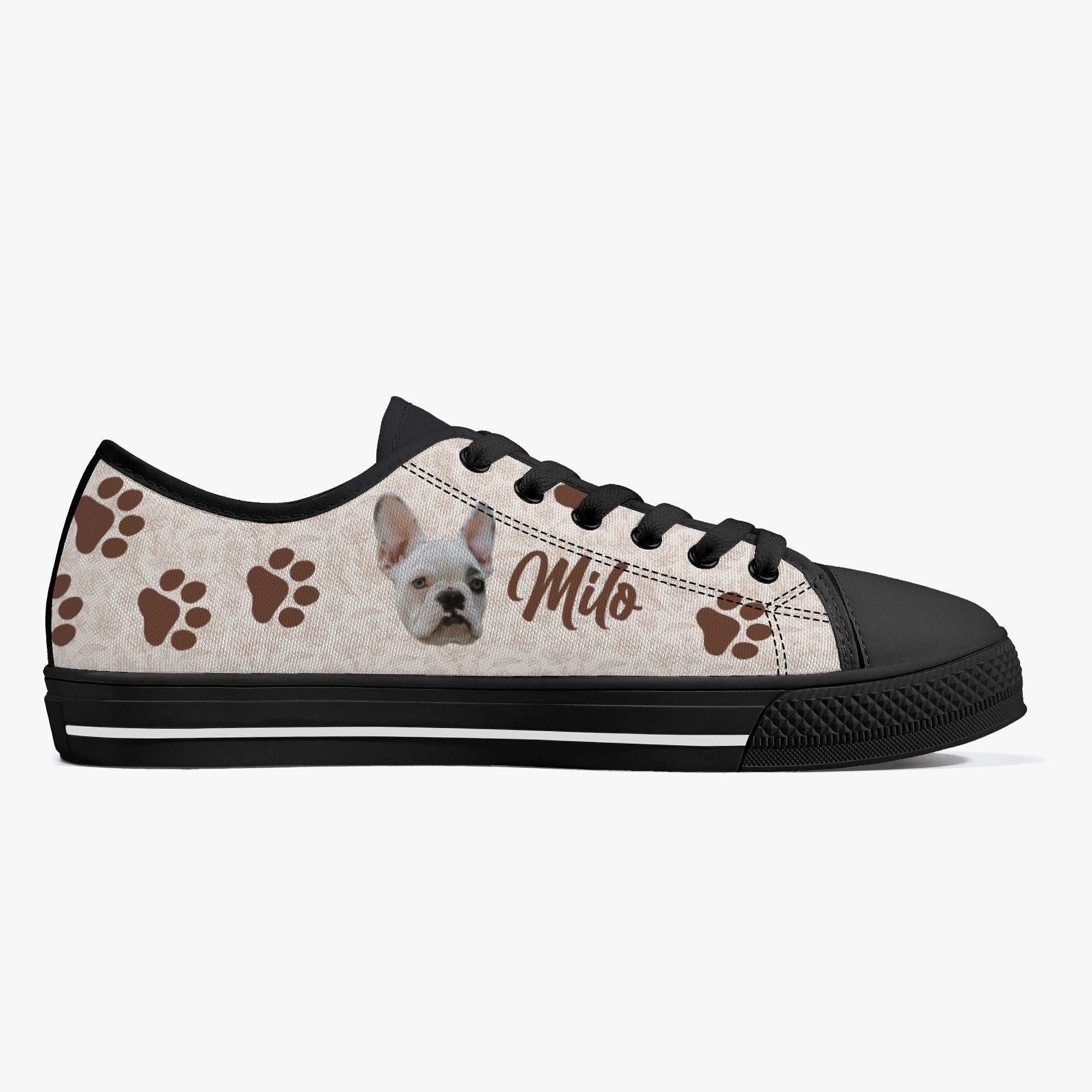 Frenchie Personalized Canvas Sneakers for Frenchie Fans-fadou