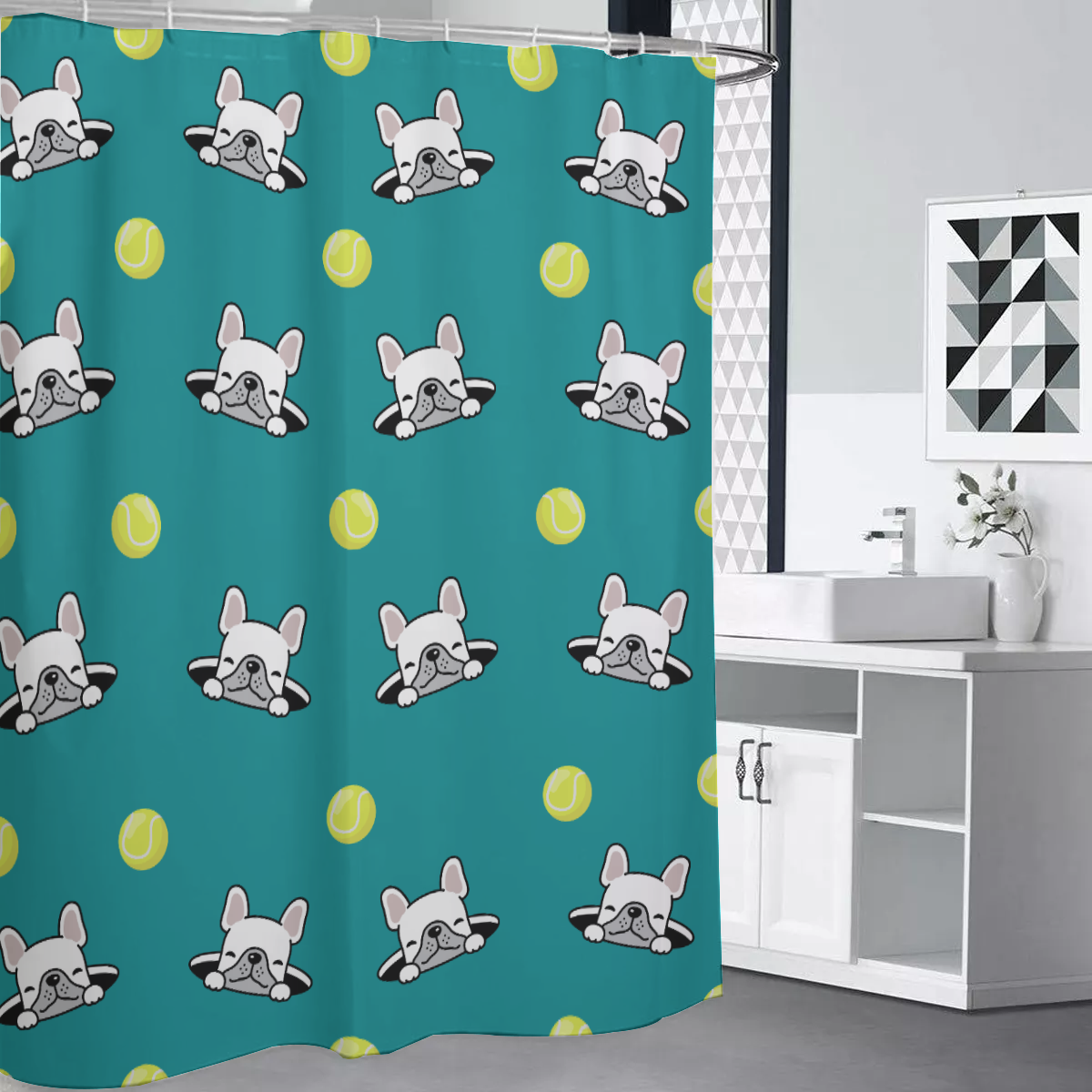 CHARLIE French Bulldog Fabric Curtain for Frenchie Enthusiasts-fadou