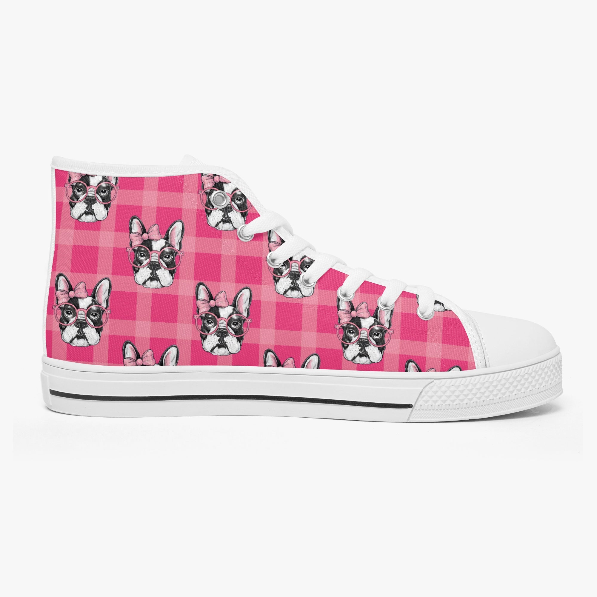 High-Top Classic Canvas Sneakers for Frenchie Enthusiasts-fadou