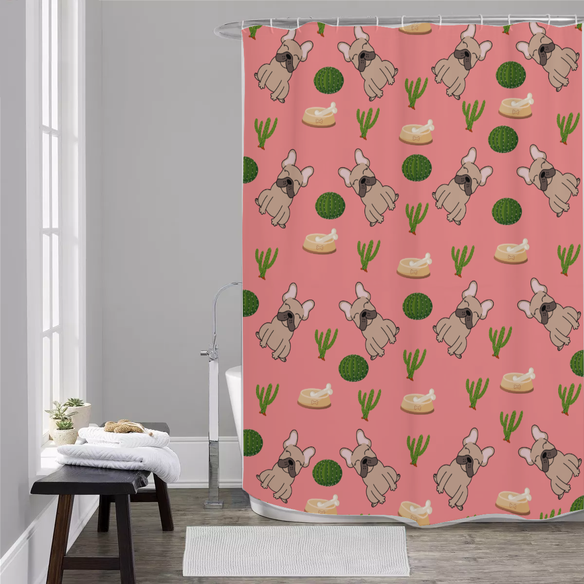 HARLEY French Bulldog Shower Curtain for Frenchie Enthusiasts-fadou