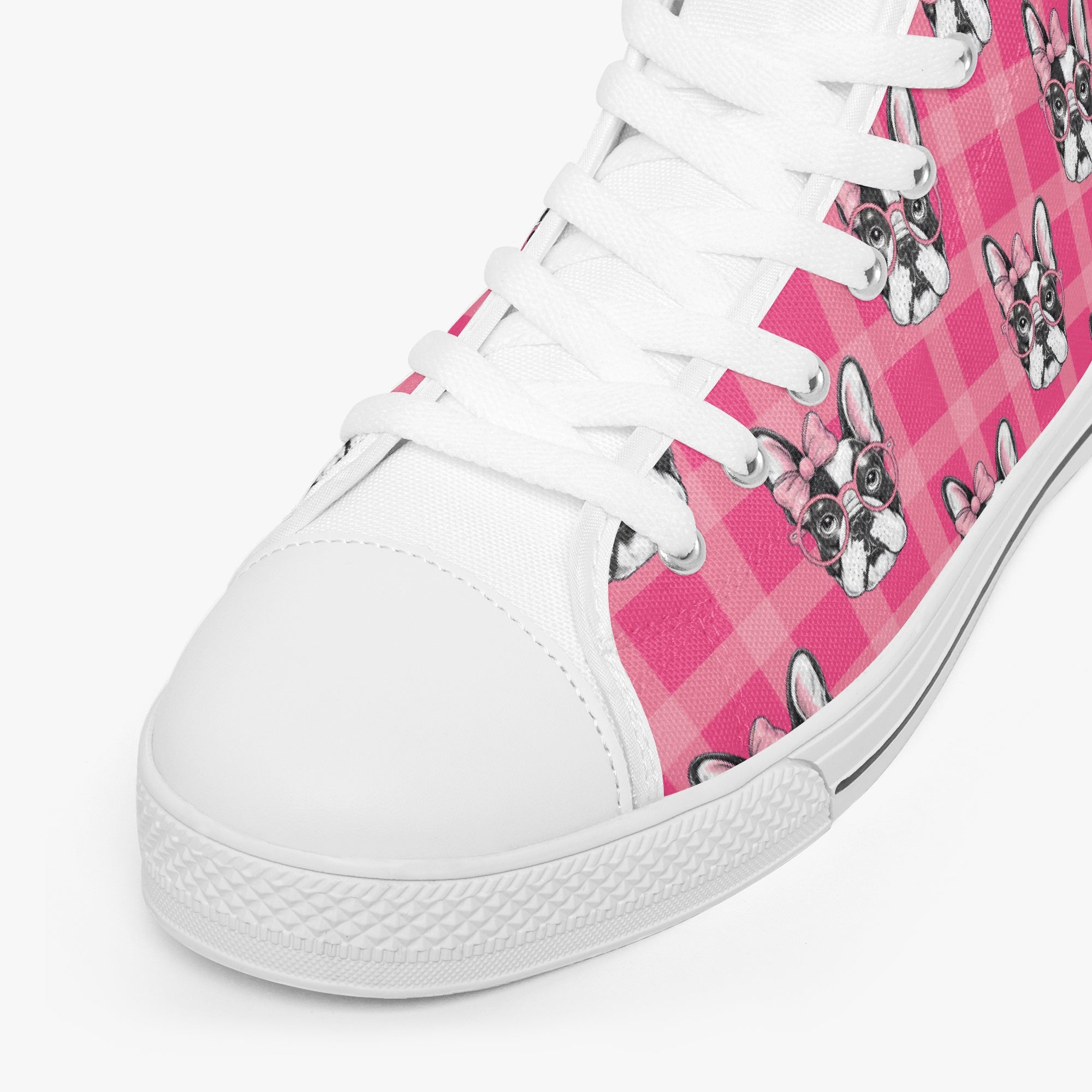 High-Top Classic Canvas Sneakers for Frenchie Enthusiasts-fadou