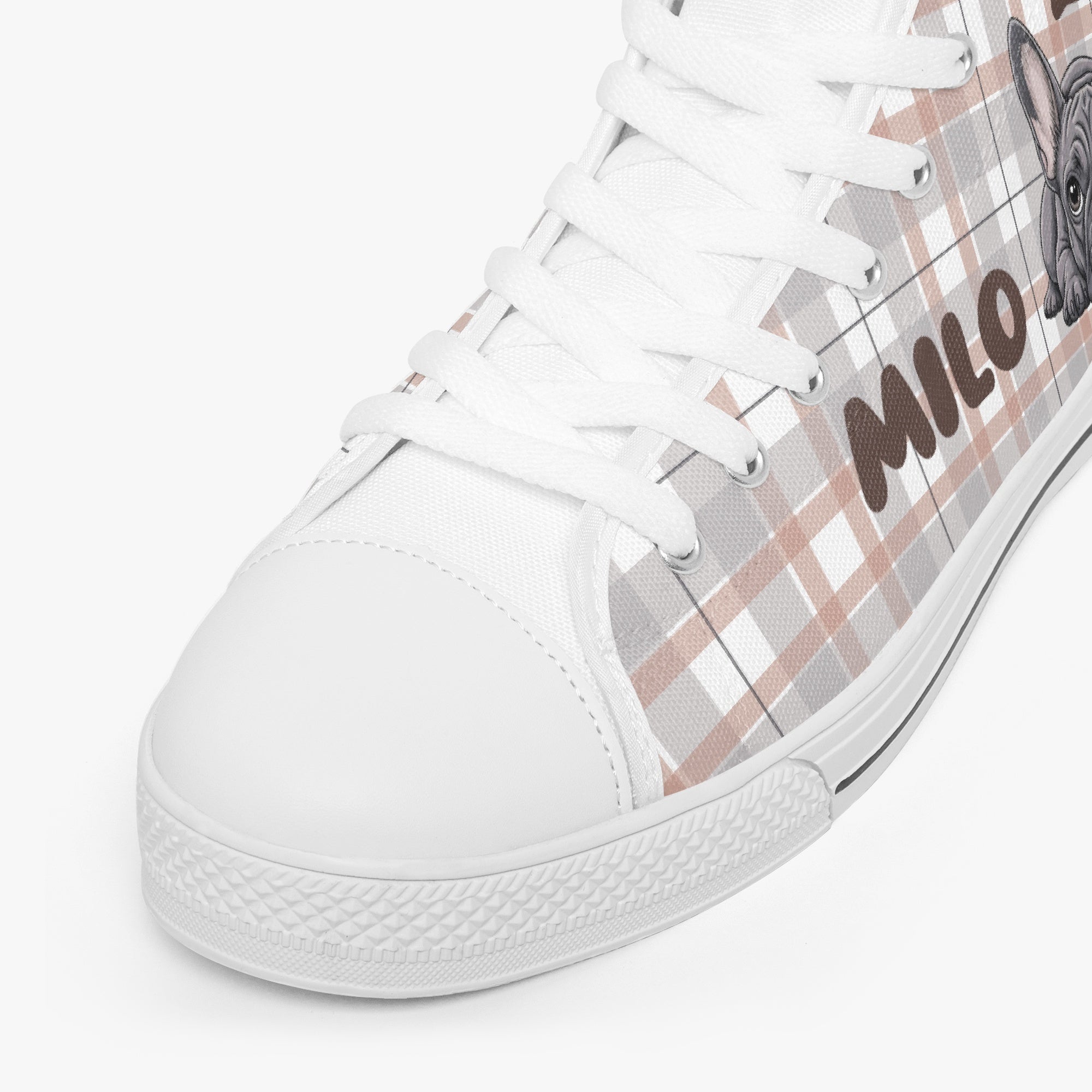 Frenchie Personalized Canvas Sneakers for Frenchie Enthusiasts-fadou